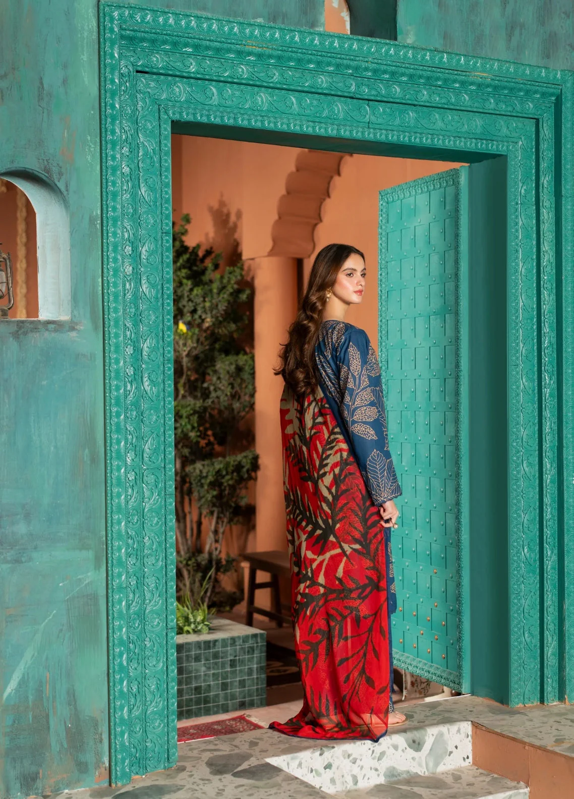 Dusky Delight By Feathers Unstitched 3 Piece Summer Suit-VEORA-FT450 - Image 3