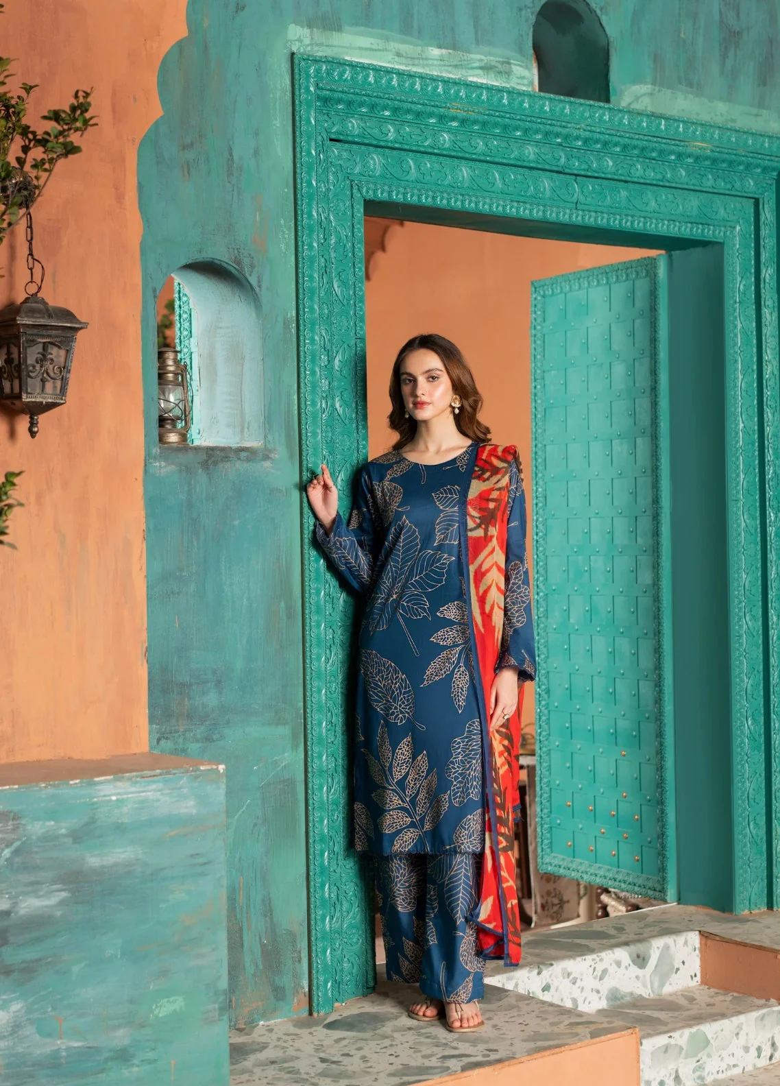 Dusky Delight By Feathers Unstitched 3 Piece Summer Suit-VEORA-FT450 - Image 6