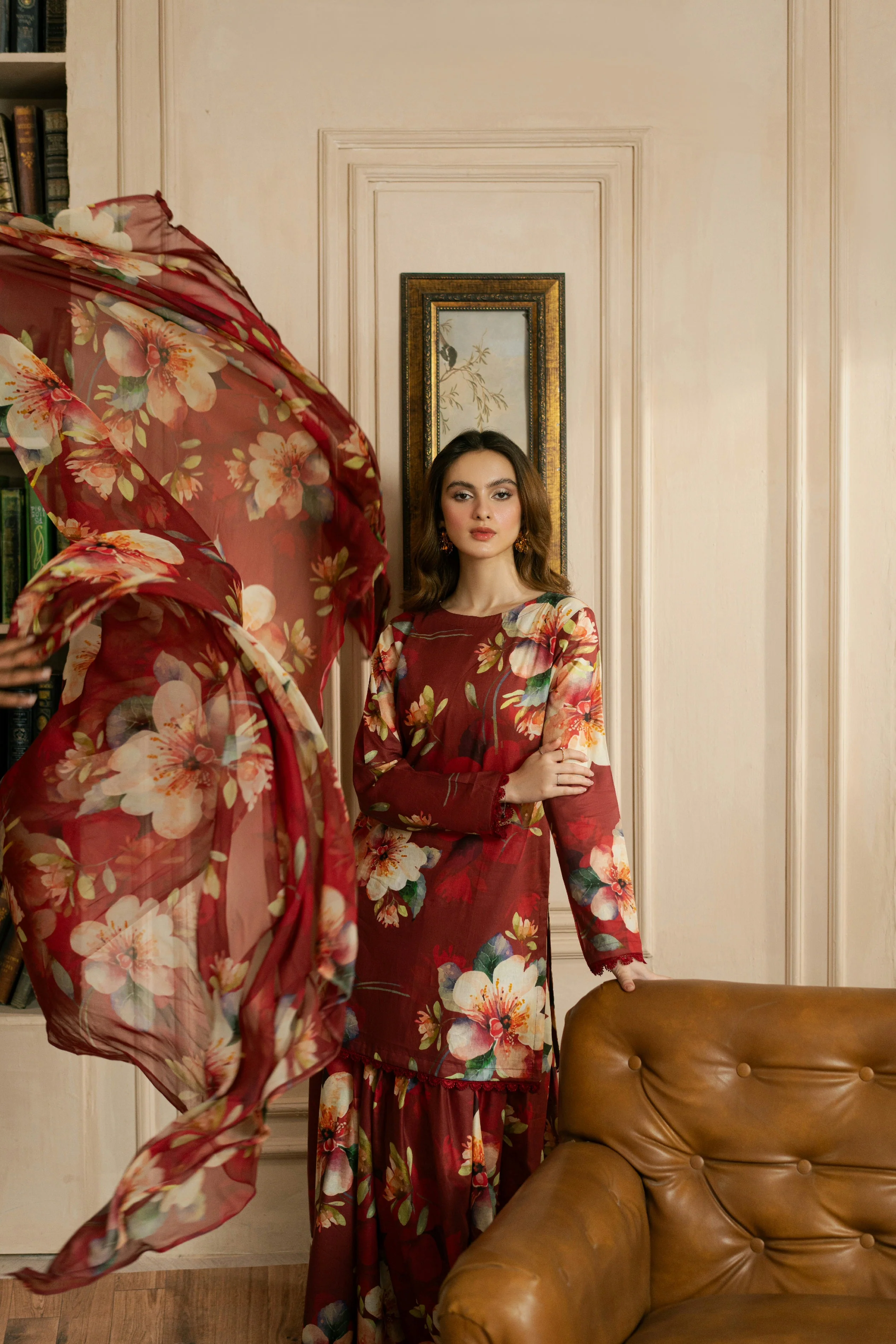 Dew Drop By Feathers Unstitched 3 Piece Lawn Collection-MERON-FT458 - Image 4