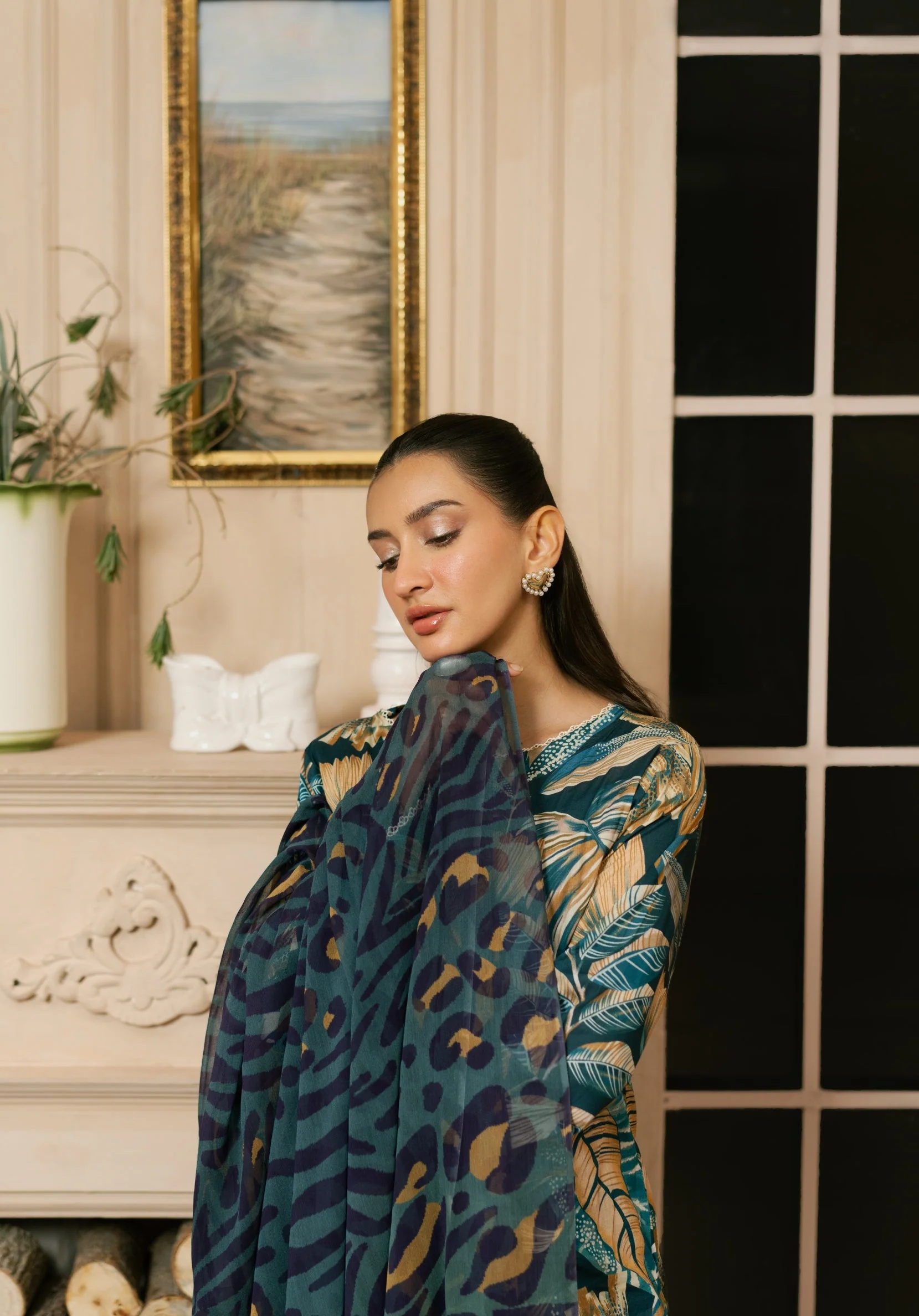 Dew Drop By Feathers Unstitched 3 Piece Lawn Collection-URZEL-FT460 - Image 5