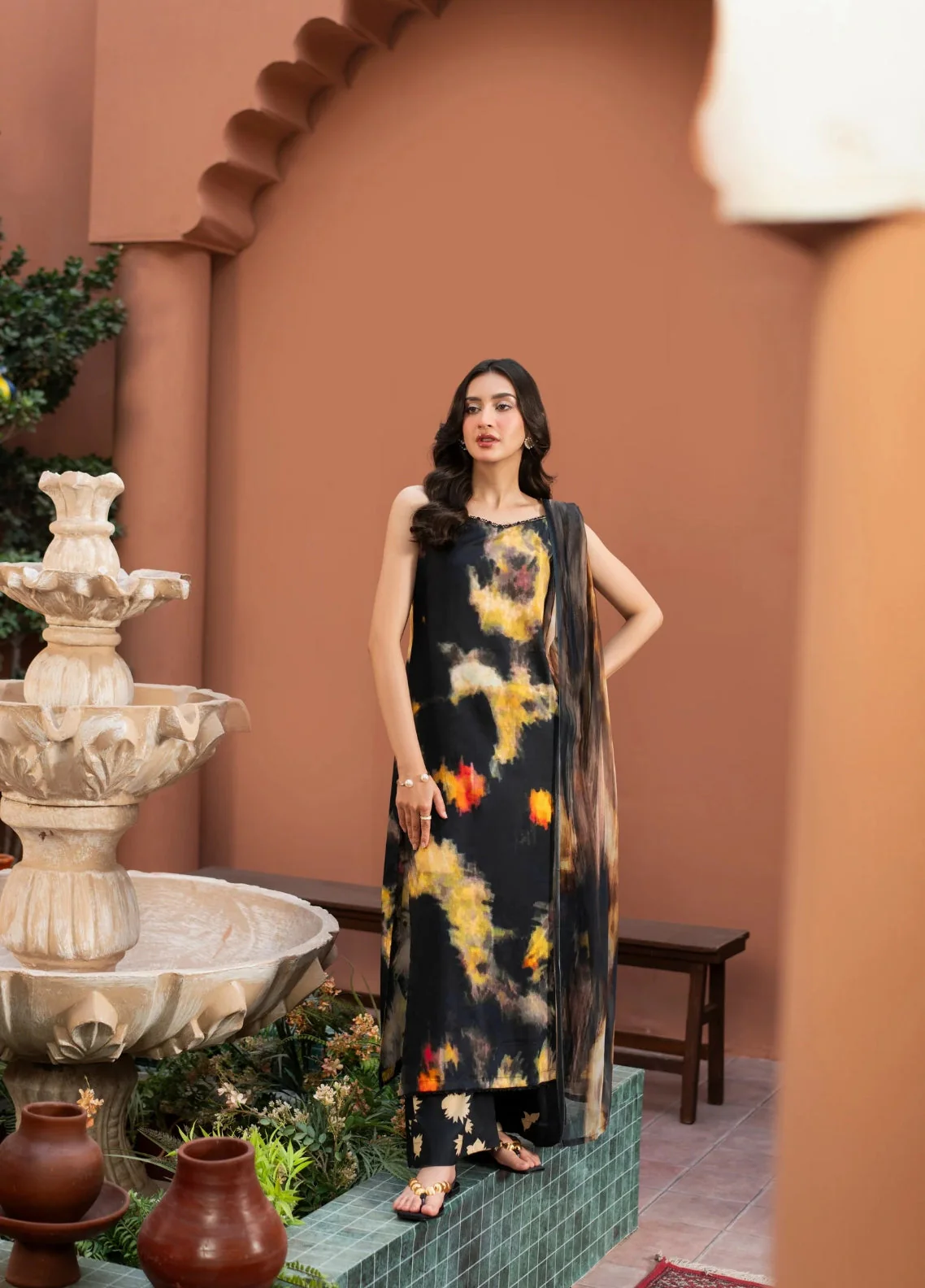 Dusky Delight By Feathers Unstitched 3 Piece Summer Suit-MERAKI-FT469