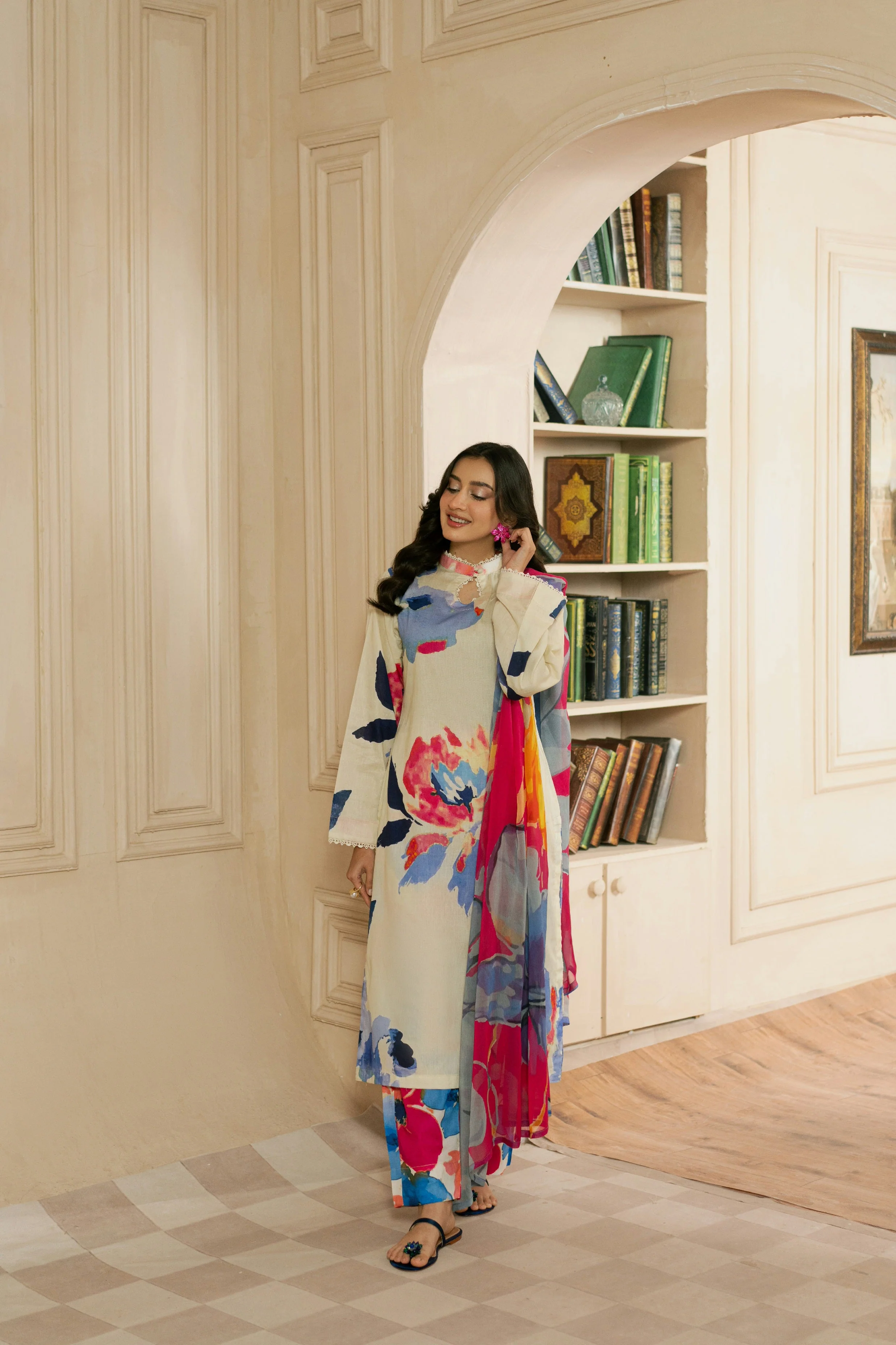 Dew Drop By Feathers Unstitched 3 Piece Lawn Collection-FIROSH-FT470 - Image 2