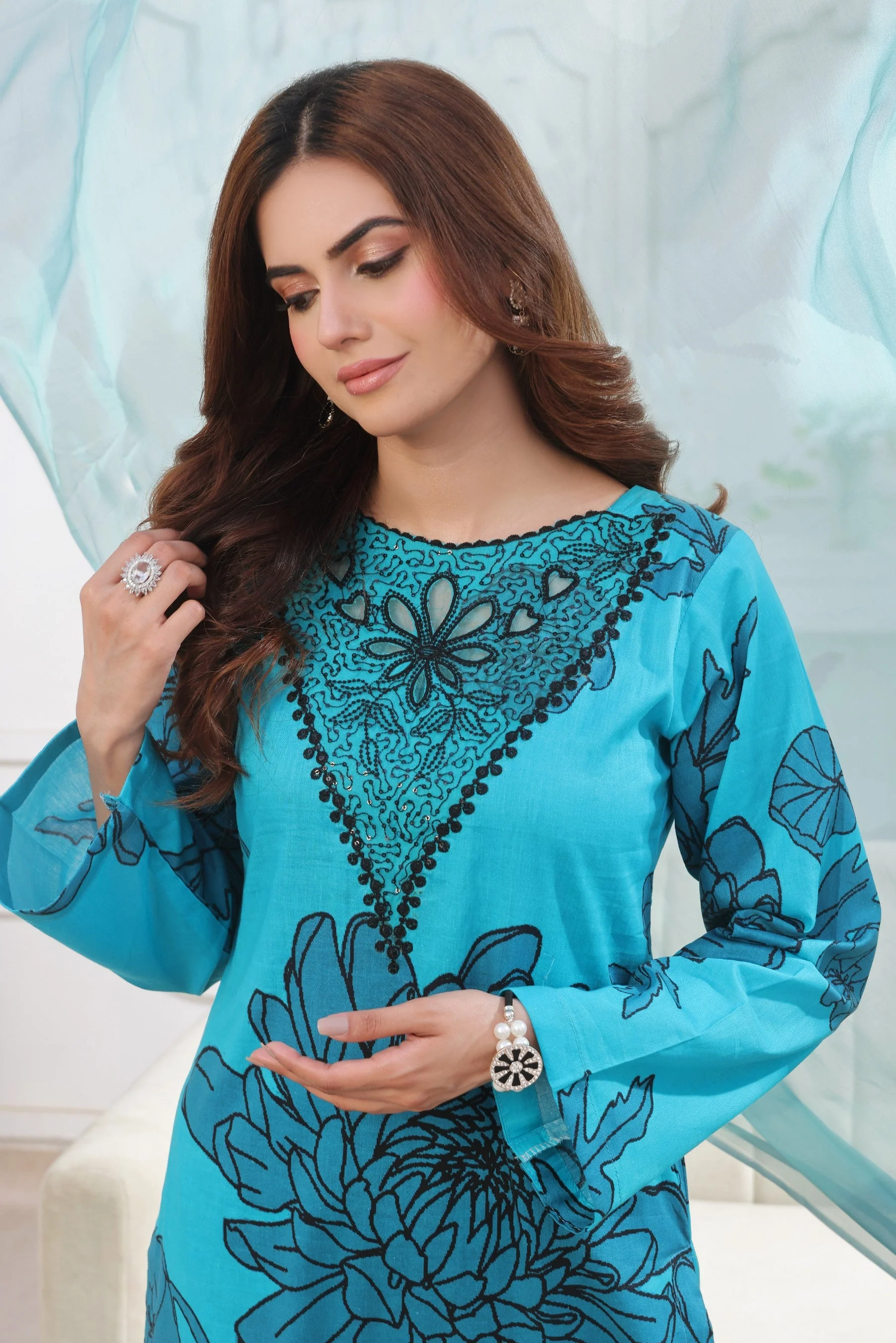 Midnight Murmurs By Feathers Lawn Suit-TWINKLE-FT480 - Image 7