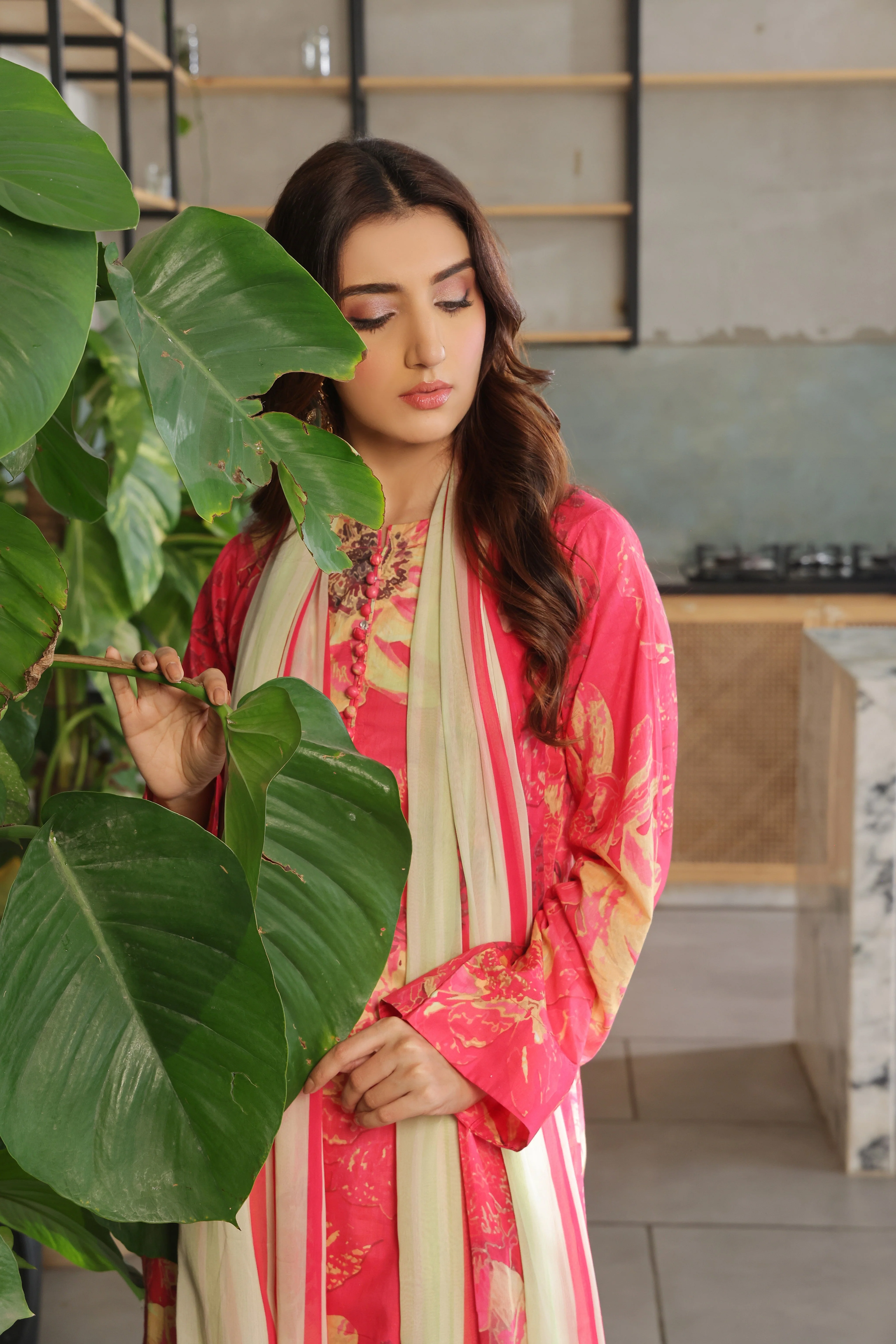 Whisper Winds By Feathers Unstitched 3 Piece Lawn Suit-ROZBERRY-FT491 - Image 5