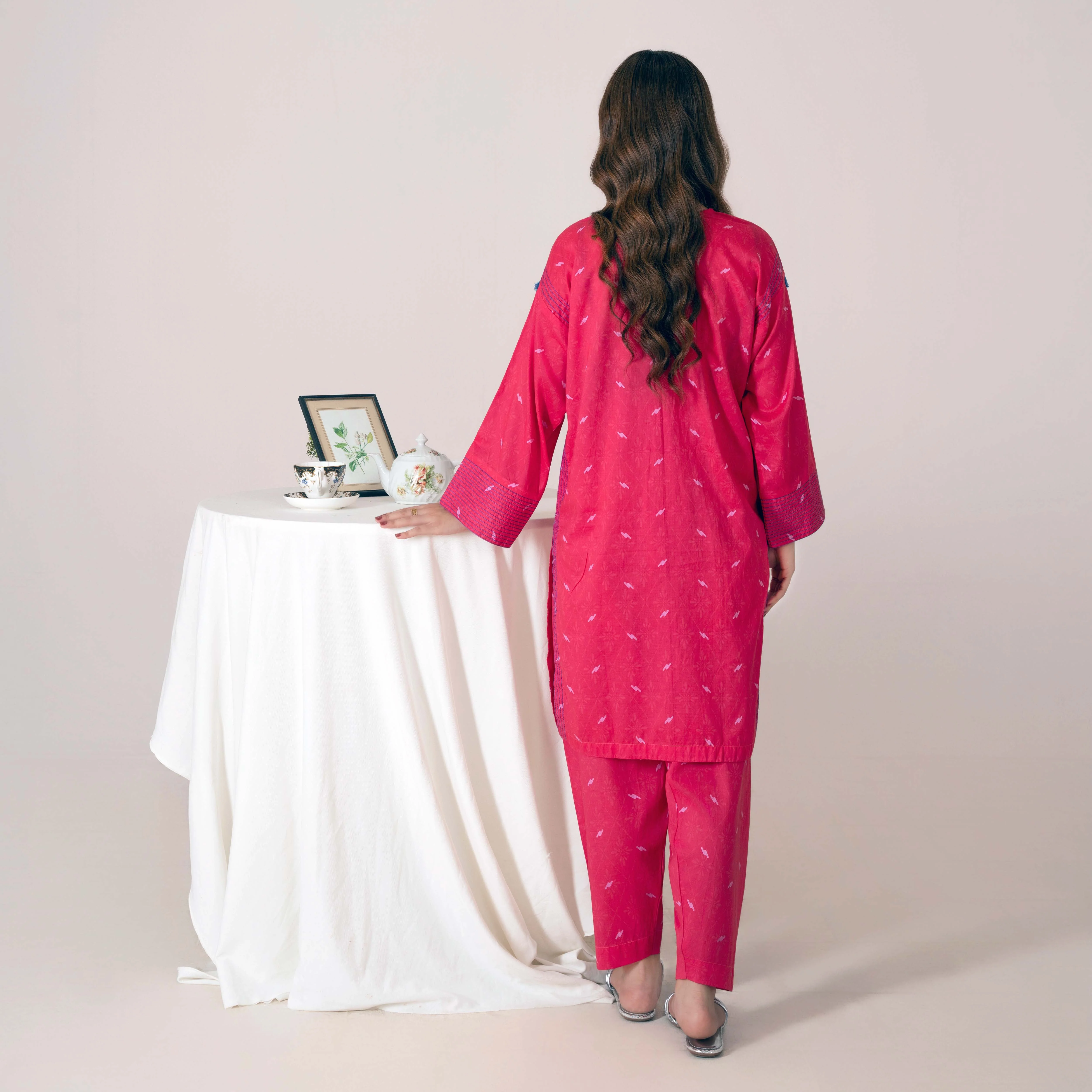 Ahlam By Safa Textile Fuchisa-Pink Co Ord Set - Image 5