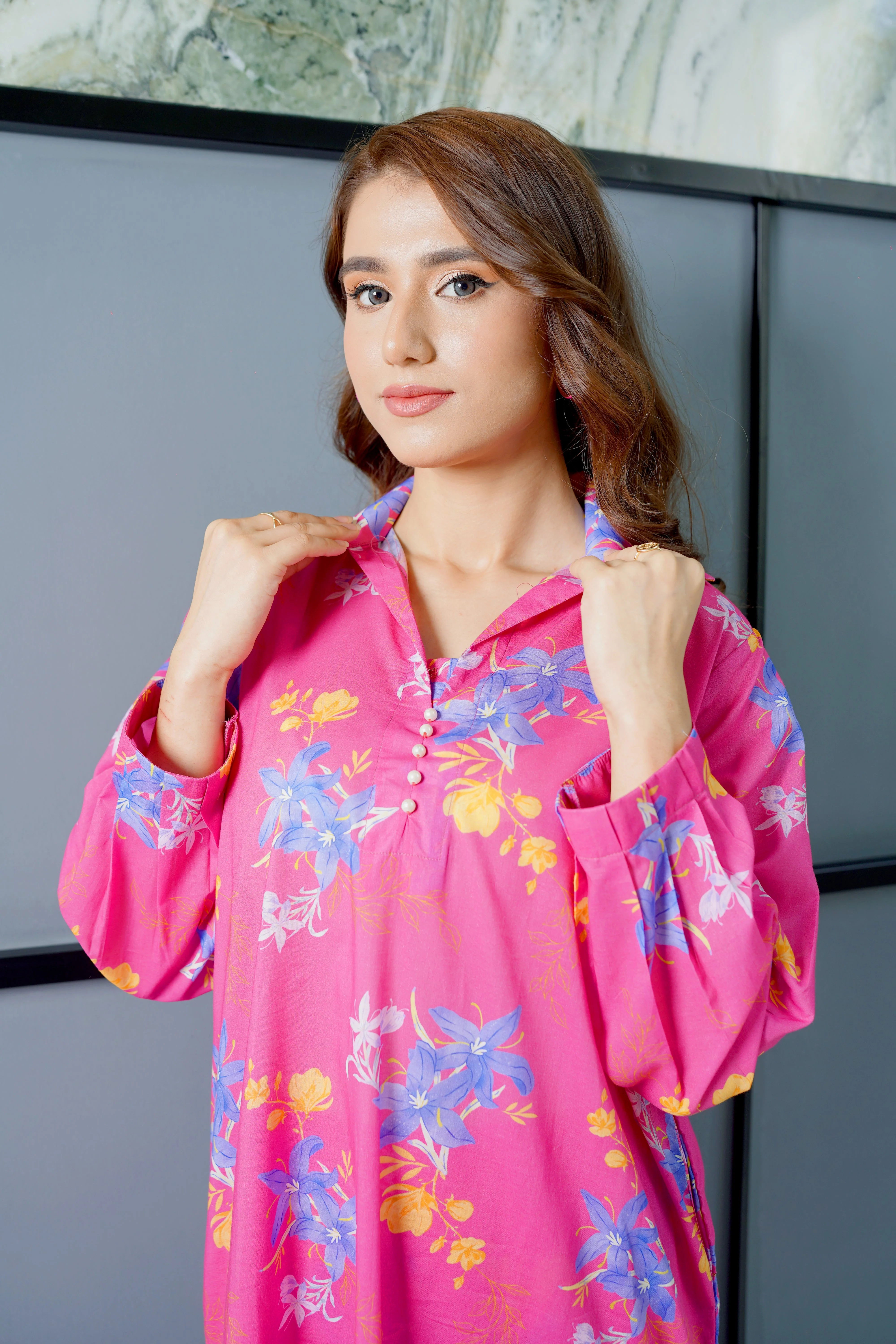 Amal Stitched 2 Piece Summer Lawn Collection-Fuchsia - Image 4
