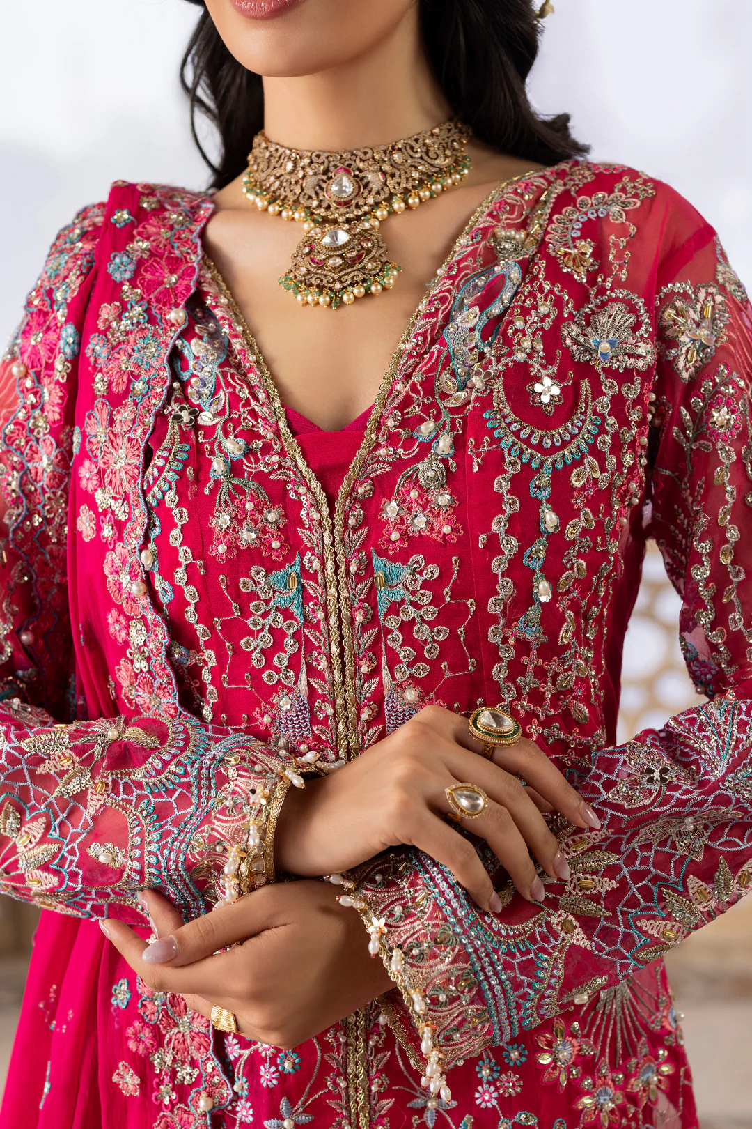 Ember Festive By Aylin Unstitched 3 Piece Formals Suit-Fuchsia - Image 3
