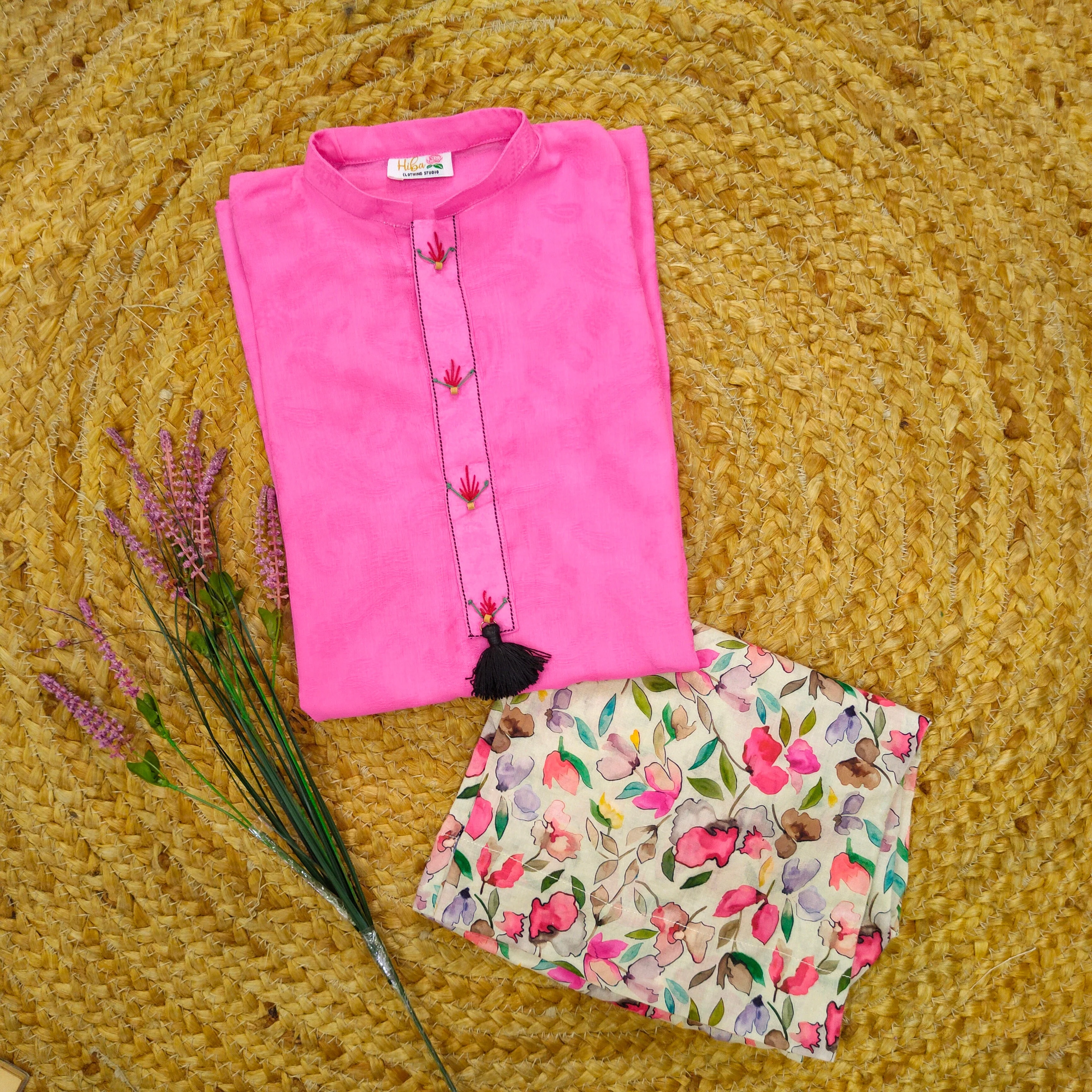 Hiba Fashion Fuchsia Pink 2 pcs Lawn suit (FSB-002) - Image 4