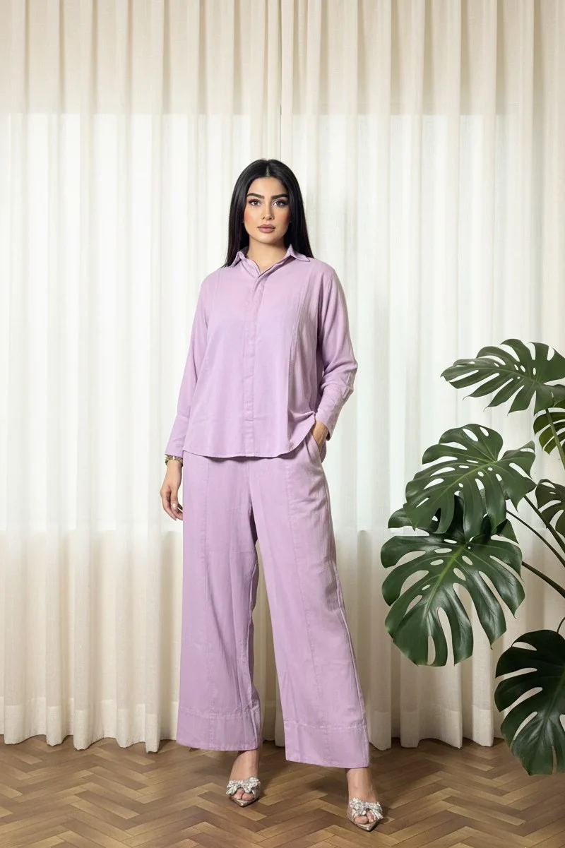 Urban Cut Garment Dyed Cotton Lavender Co-Ord Set