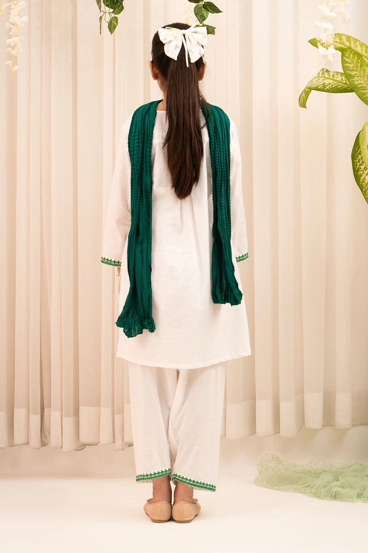 Ochre Clothing Chambray Cotton Embroidered 3 Pc Suit - Image 5
