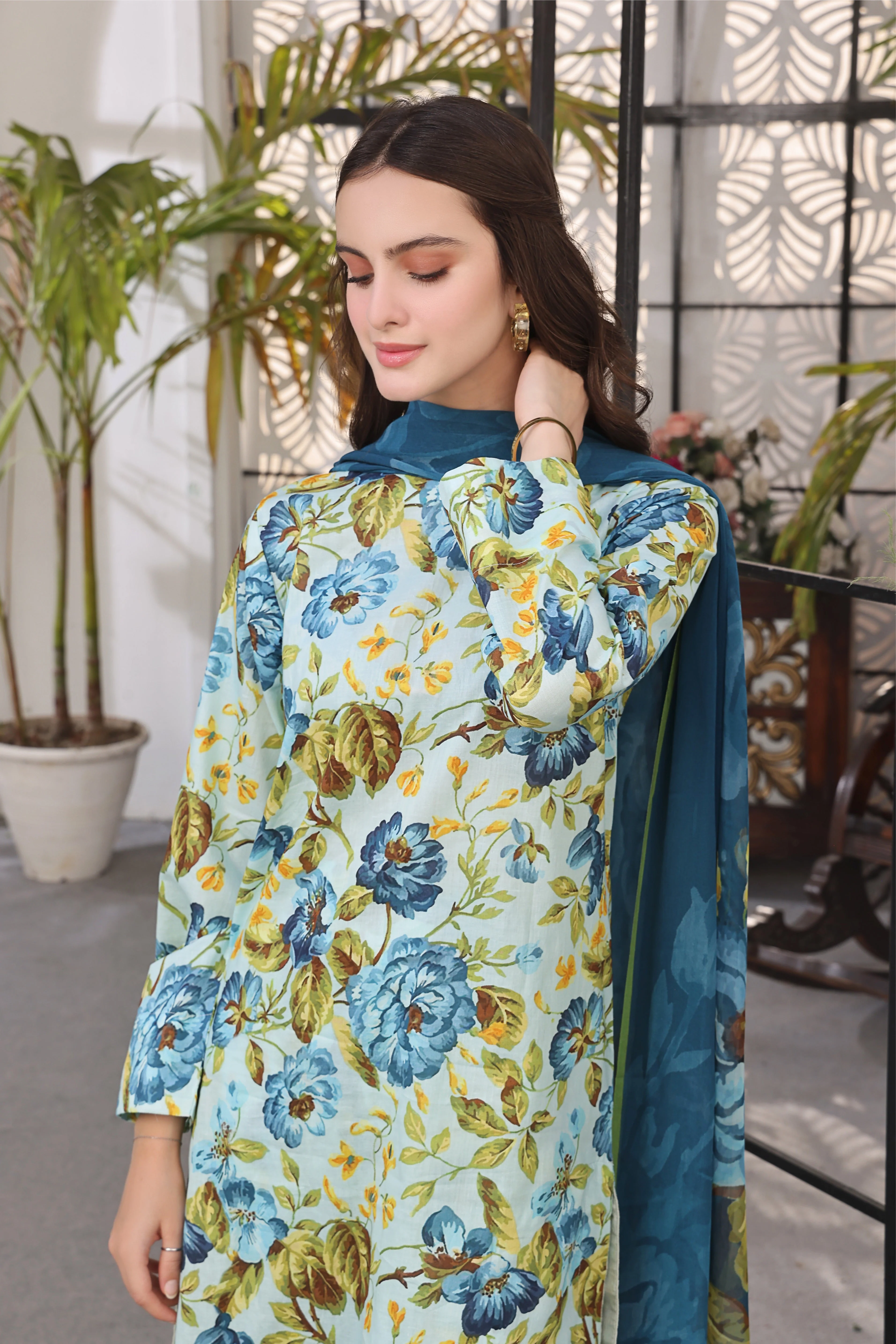 Feathers Unstitched 3 Piece Summer Collection-GILLY-FT357 - Image 4