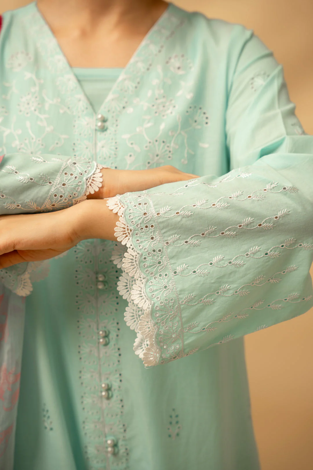 Zouj Unstitched 3 Piece Chikankari Lawn Edit Suit-Glacier Blue - Image 7