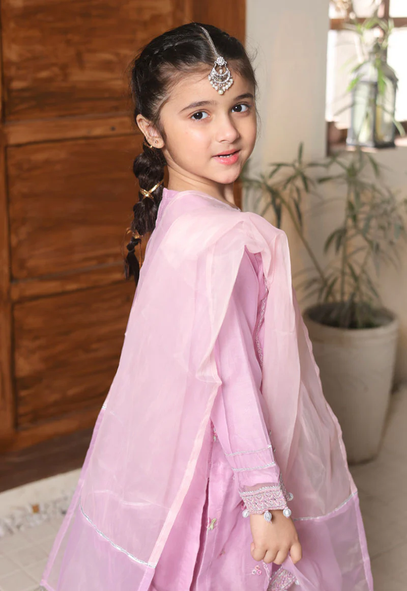 Gota Kinari By Shanzey Stitched 3 Piece Kids Festive Formals Suit-SHK-5503-Lilac - Image 3