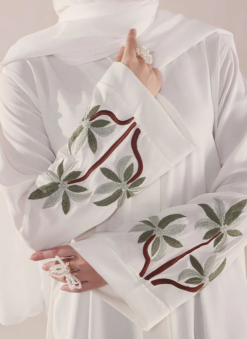 Hijab Ul Hareem Graceful Leaf Embroidery Abaya | 0116-E-1111 - Image 5