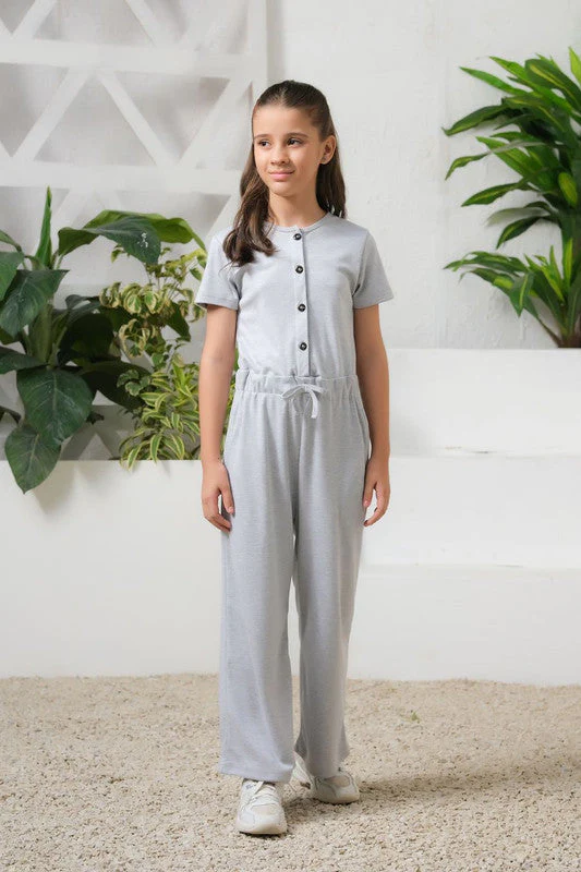 Sprinkles Stitched 1 Piece Summer Jumpsuit Kids Suit-Grey - Jersey Jumpsuit - Image 4
