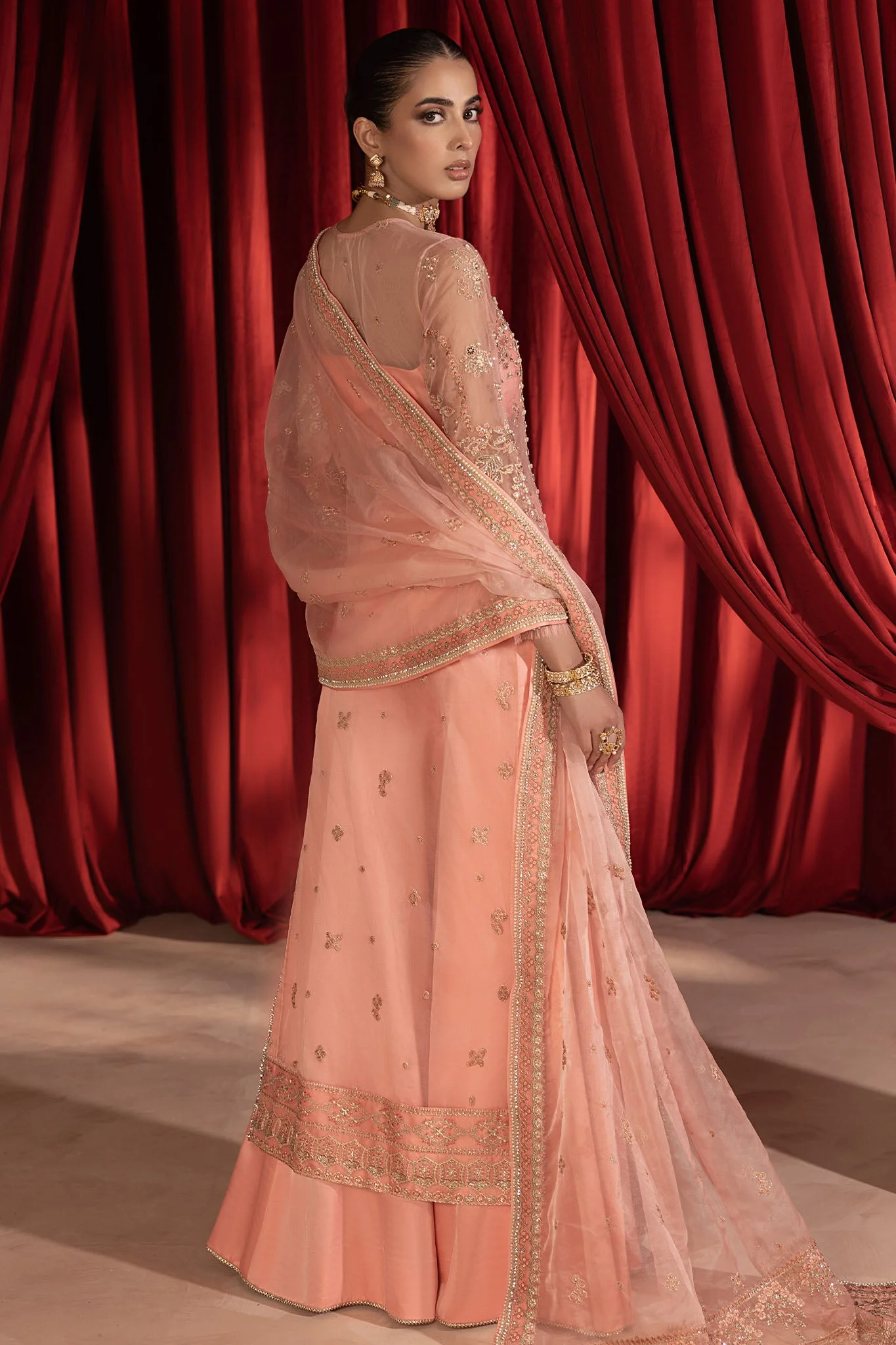 Shagun By Anayra Amal Unstitched 3 Piece Wedding Luxe Edit-Gulaab - Image 3