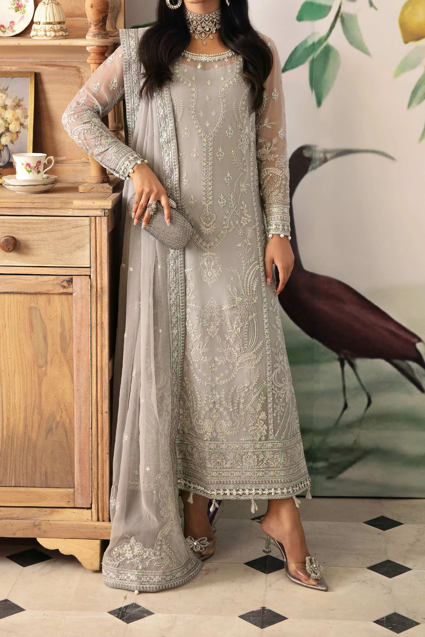 Gulaal Unstitched 3 Piece Luxury Formals Chiffon Suit-08-Aubrey