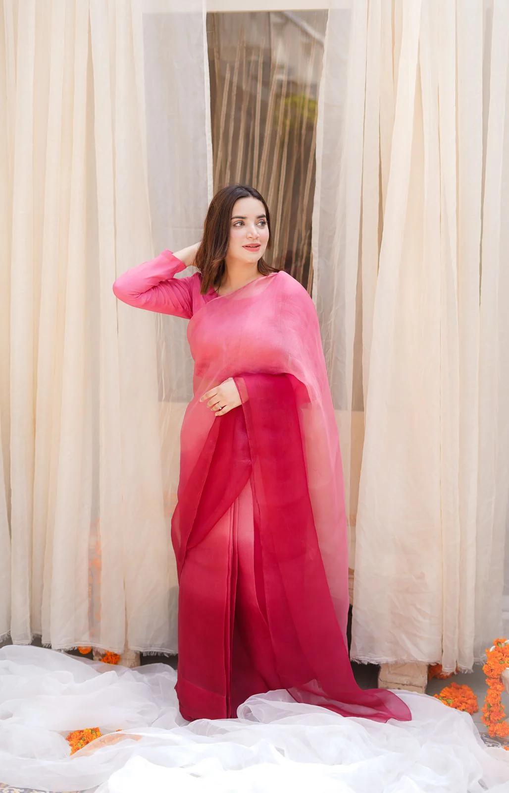 Pashma Khan Stitched Luxury Saree Suit-Guláb - Image 7