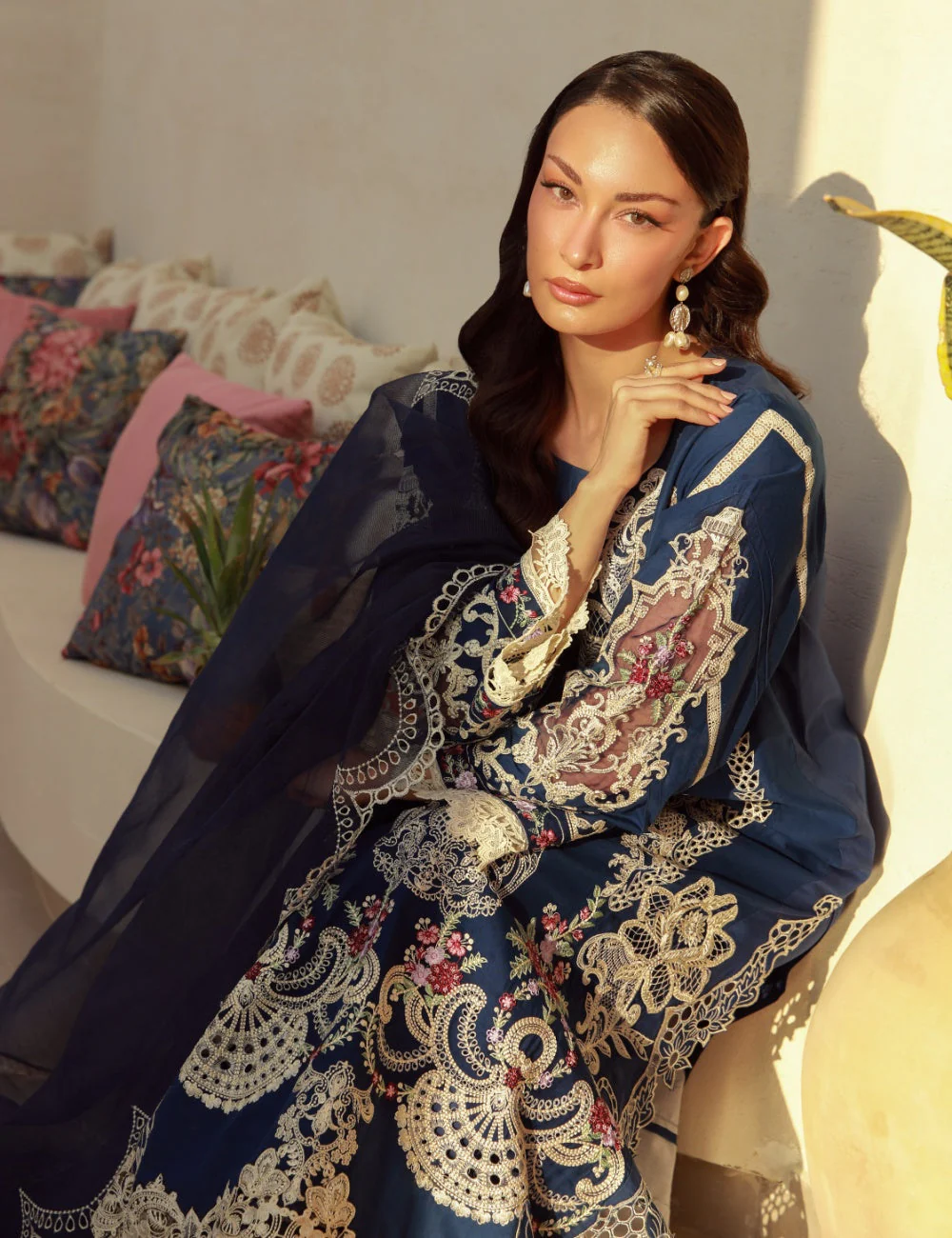Gulmina Unstitched 3 Piece Luxury Lawn Vol-01 Suit-Blue Orchid - Image 5