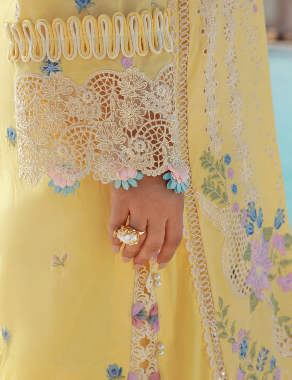 Gulmina Unstitched 3 Piece Luxury Lawn Vol-01 Suit-Daffodils - Image 4