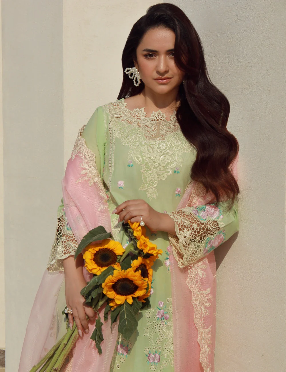 Gulmina Unstitched 3 Piece Luxury Lawn Vol-01 Suit-Gardenia - Image 4
