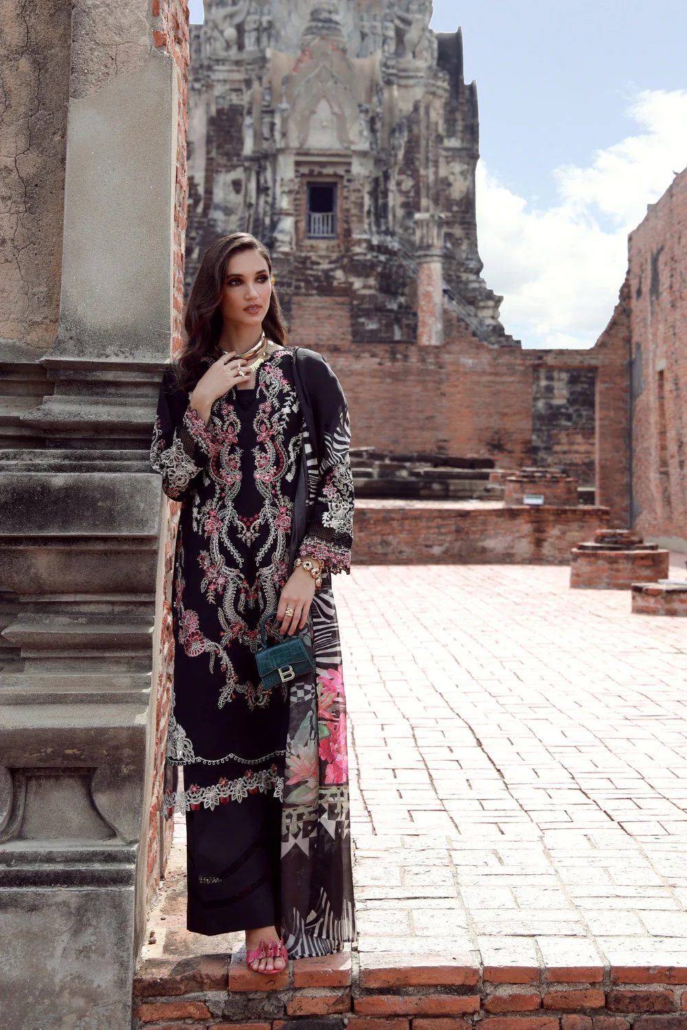 Gulmina Unstitched 3 Piece Luxury Lawn Vol-02 Suit-Onyx Noir - Image 9