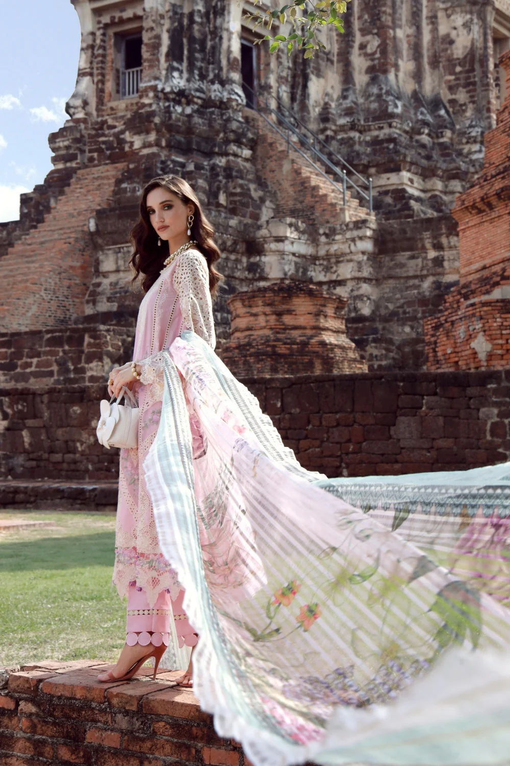 Gulmina Unstitched 3 Piece Luxury Lawn Vol-02 Suit-Pink Scapolite - Image 10