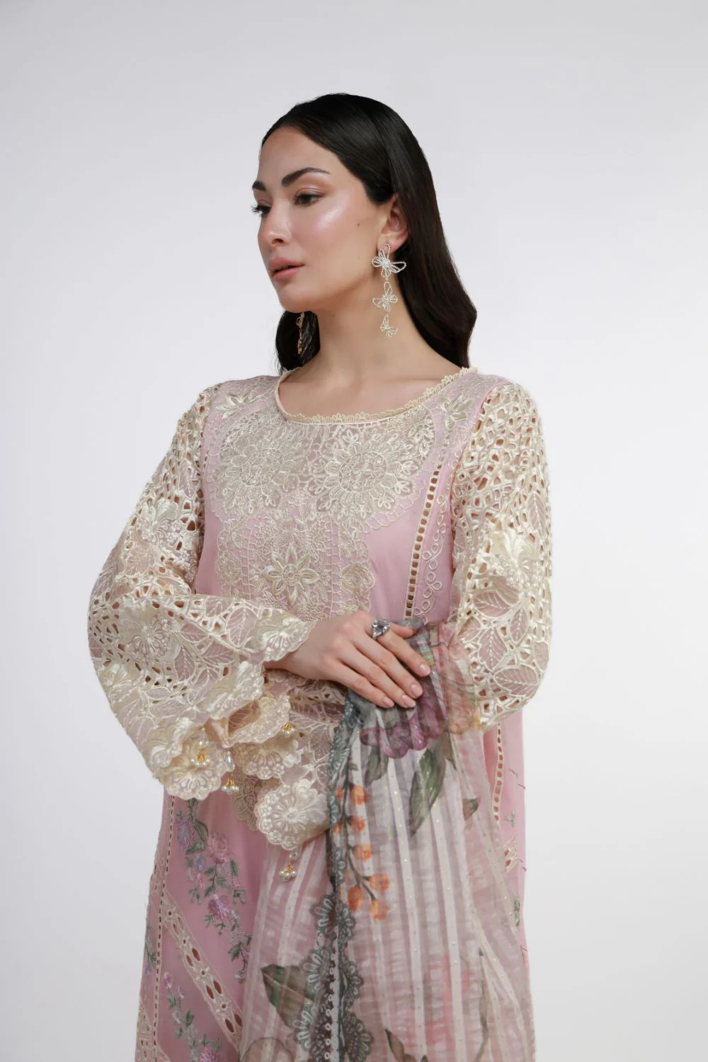Gulmina Unstitched 3 Piece Luxury Lawn Vol-02 Suit-Pink Scapolite - Image 13