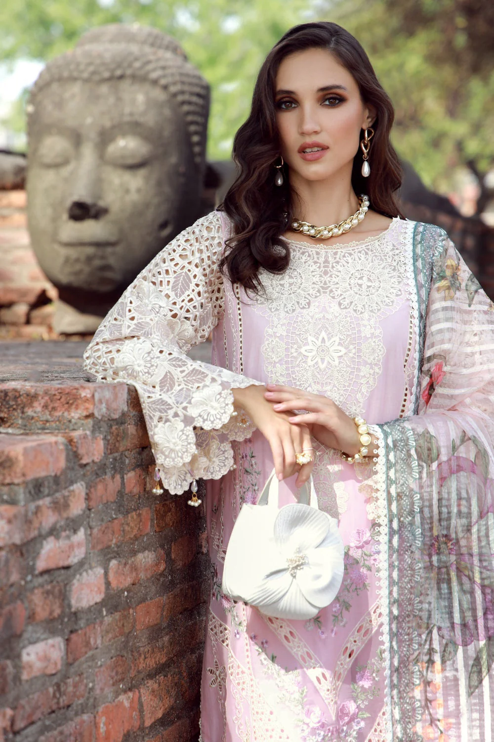 Gulmina Unstitched 3 Piece Luxury Lawn Vol-02 Suit-Pink Scapolite - Image 4