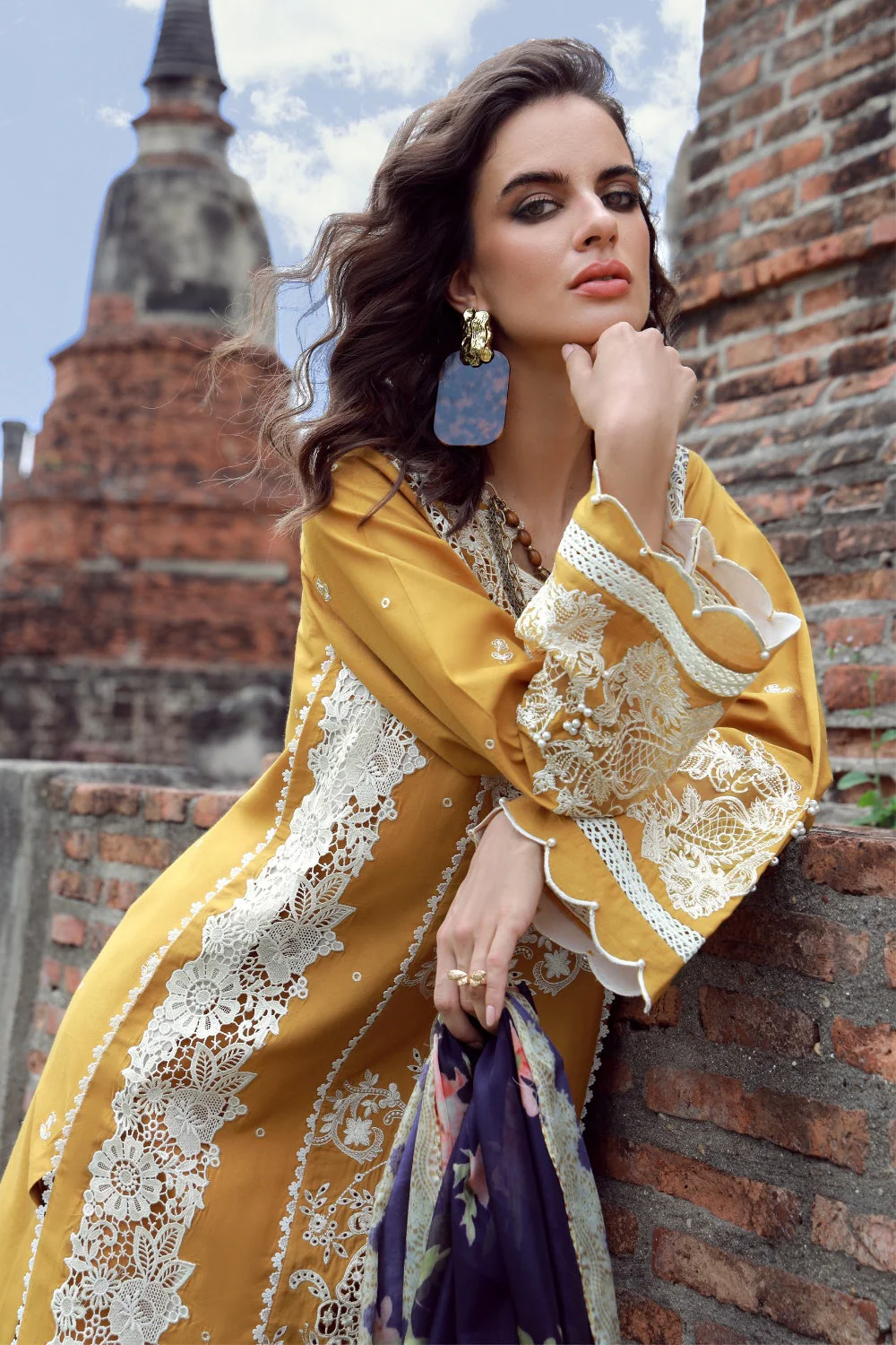 Gulmina Unstitched 3 Piece Luxury Lawn Vol-02 Suit-Topaz Sun - Image 4
