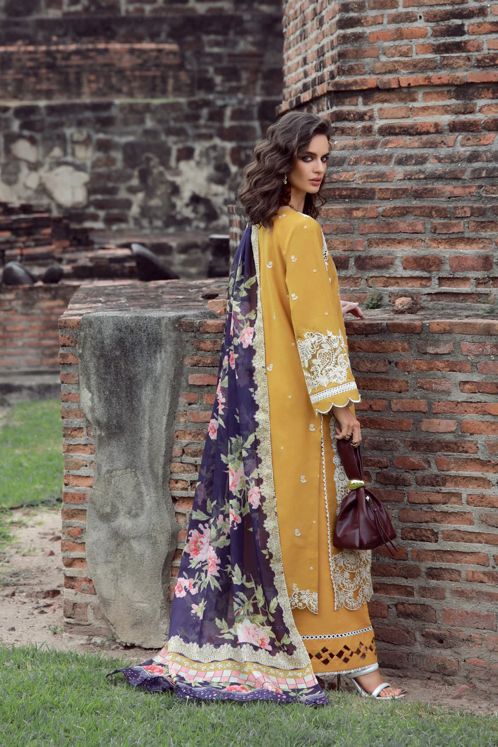 Gulmina Unstitched 3 Piece Luxury Lawn Vol-02 Suit-Topaz Sun - Image 6
