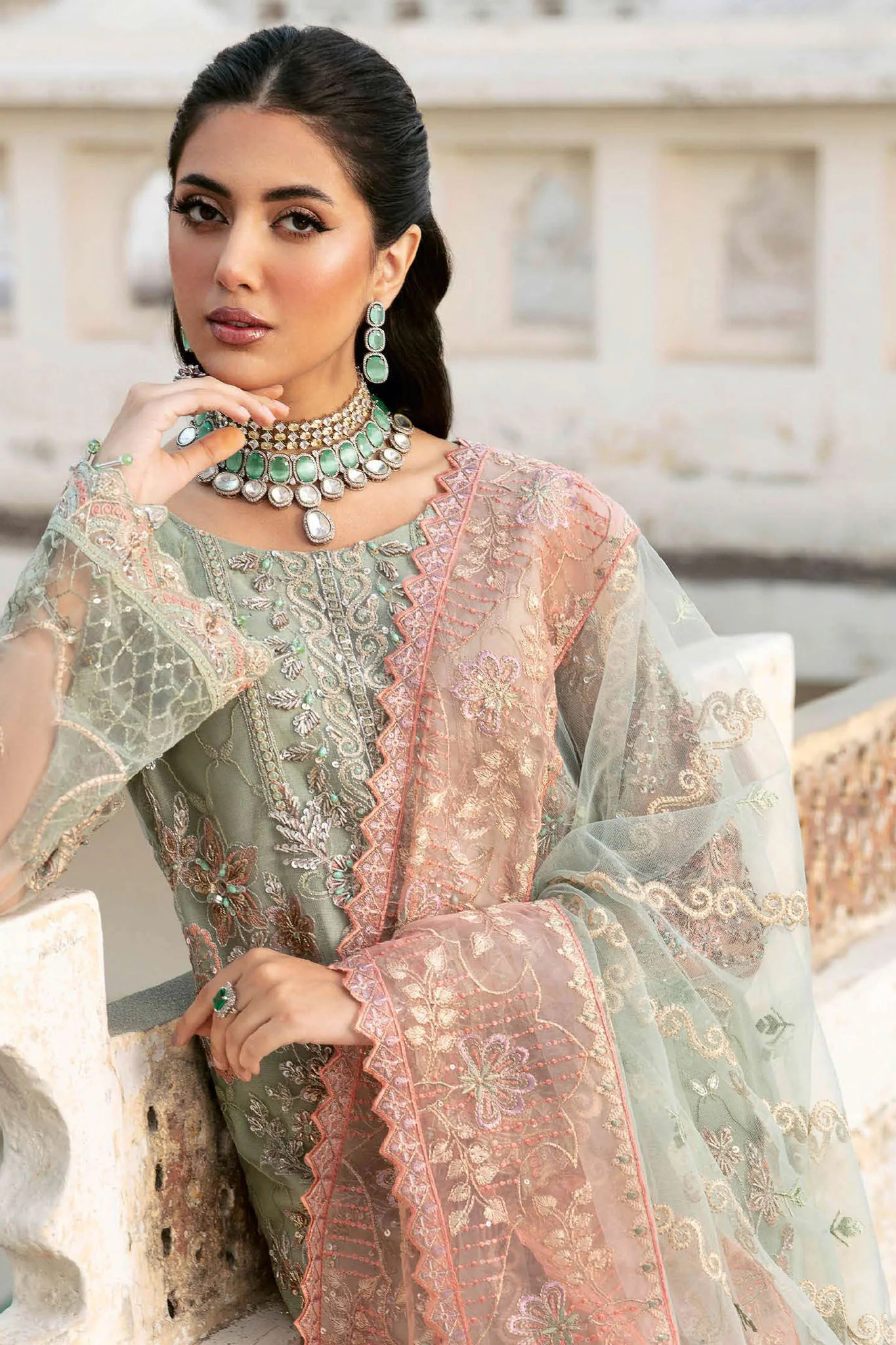Ramsha Unstitched 3 Piece Wedding Vol-03 Suit-H-302 - Image 3