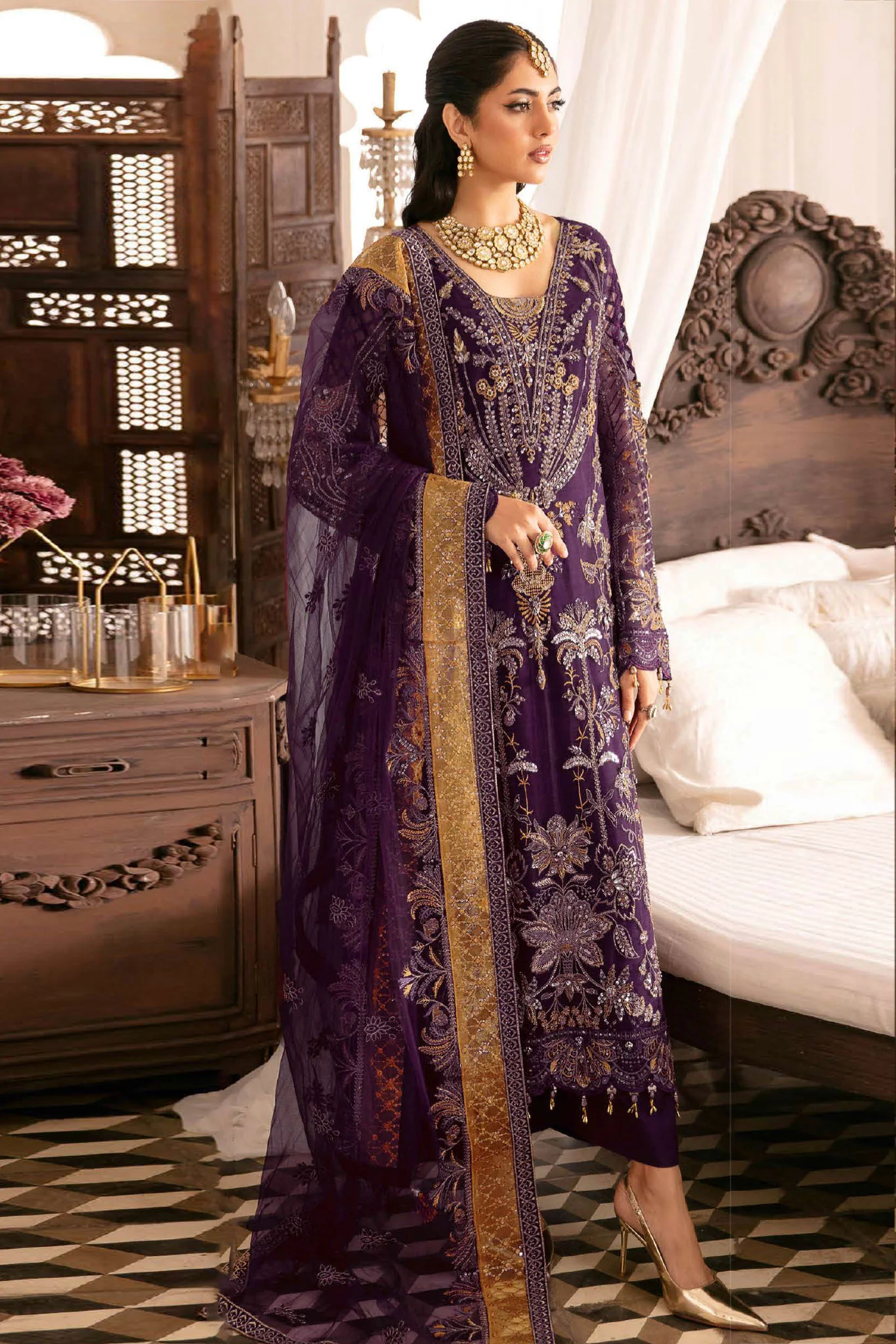 Ramsha Unstitched 3 Piece Wedding Vol-03 Suit-H-303 - Image 2