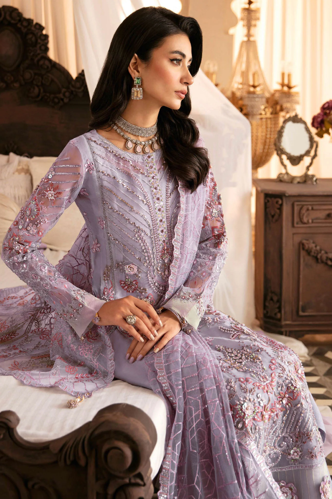 Ramsha Unstitched 3 Piece Wedding Vol-03 Suit-H-305 - Image 5