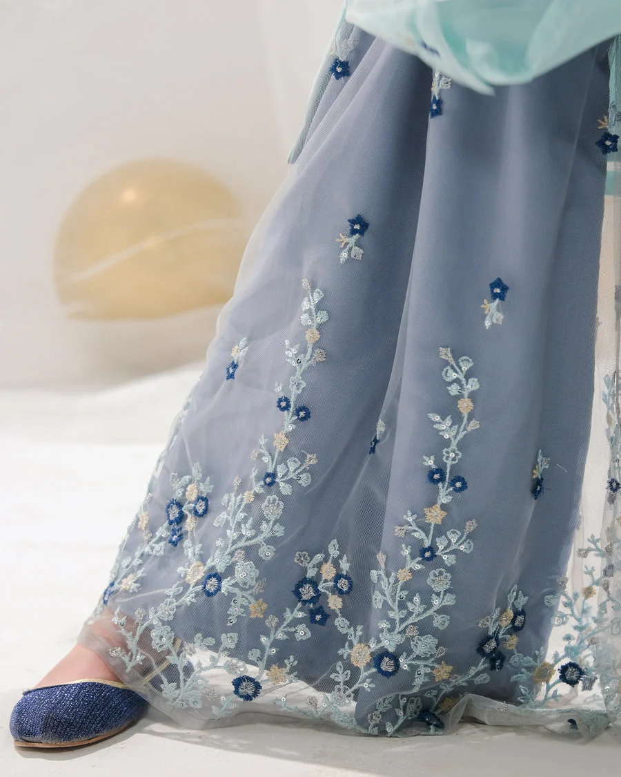 Sprinkles Stitched 3 Piece Formals Festive Kids Suit-Hania - 3pcs Embroidered Gharara - Image 3