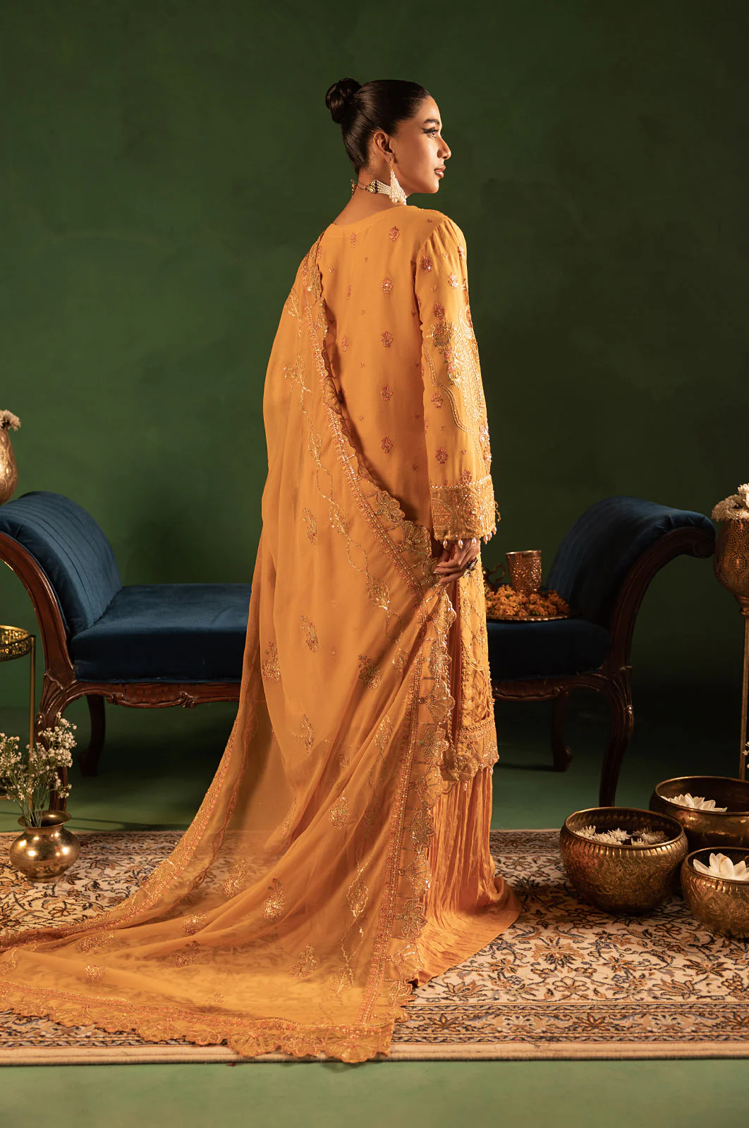 Aaraish By Diara Couture Stitched 3 Piece Formals Suit-HAYA - SF-15 - MUSTARD - Image 4