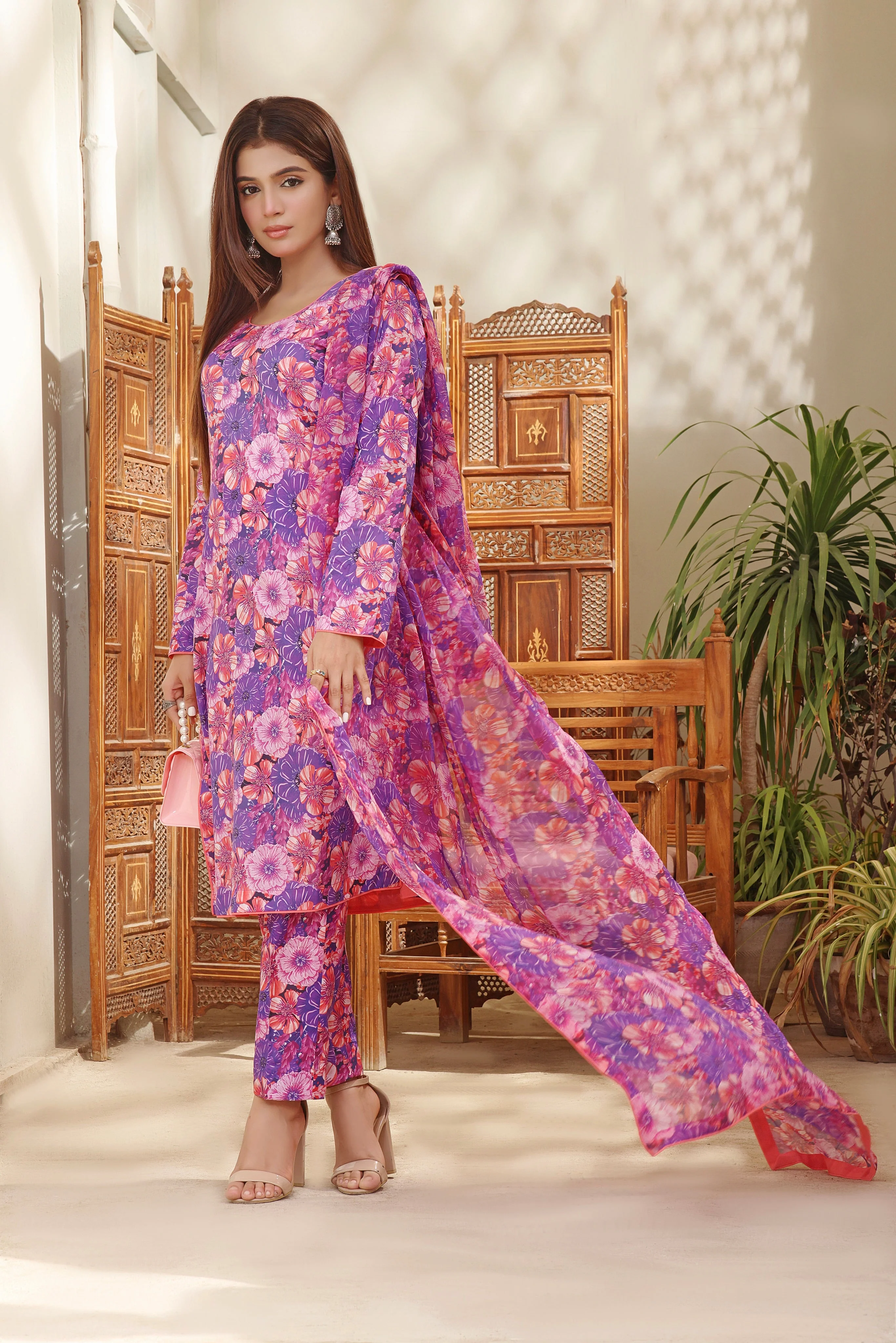Feathers Unstitched 3 Piece Summer Collection-HAZEL-FT110 - Image 2