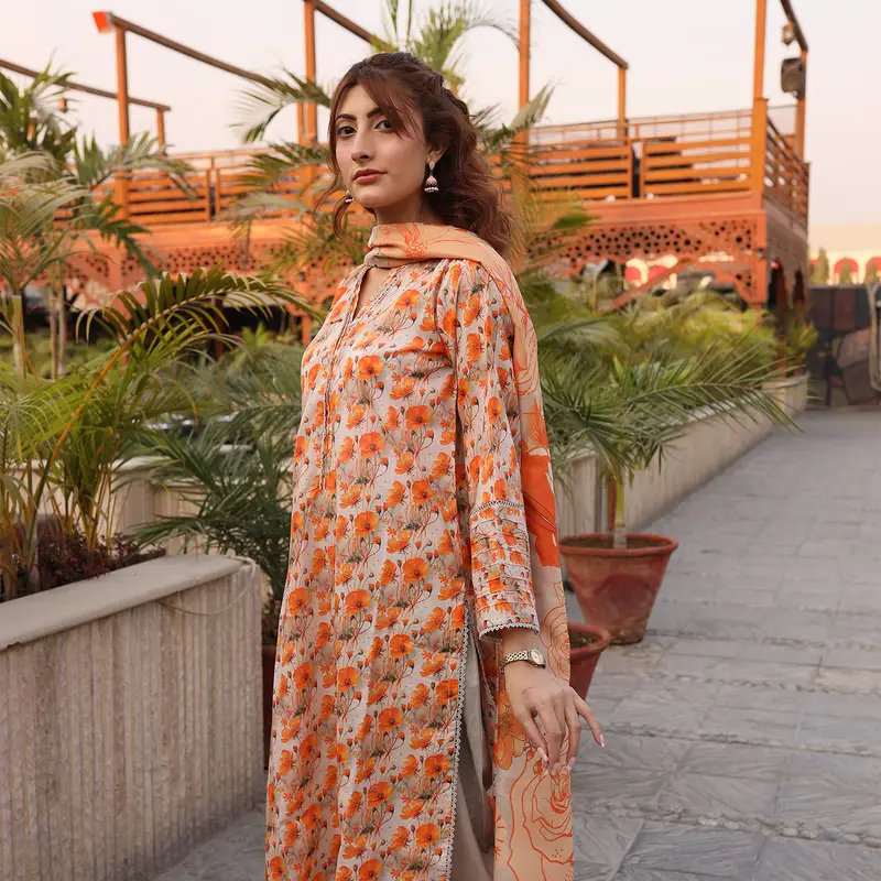 Heeriye 3 Piece Stitched Printed Lawn Suit - H306