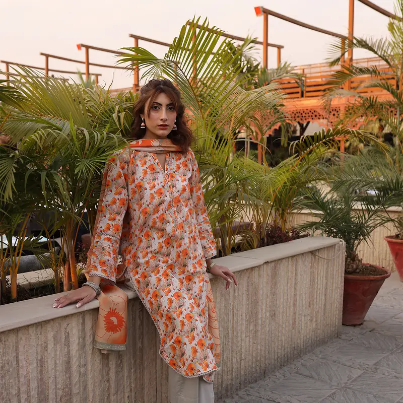 Heeriye 3 Piece Stitched Printed Lawn Suit - H306 - Image 2