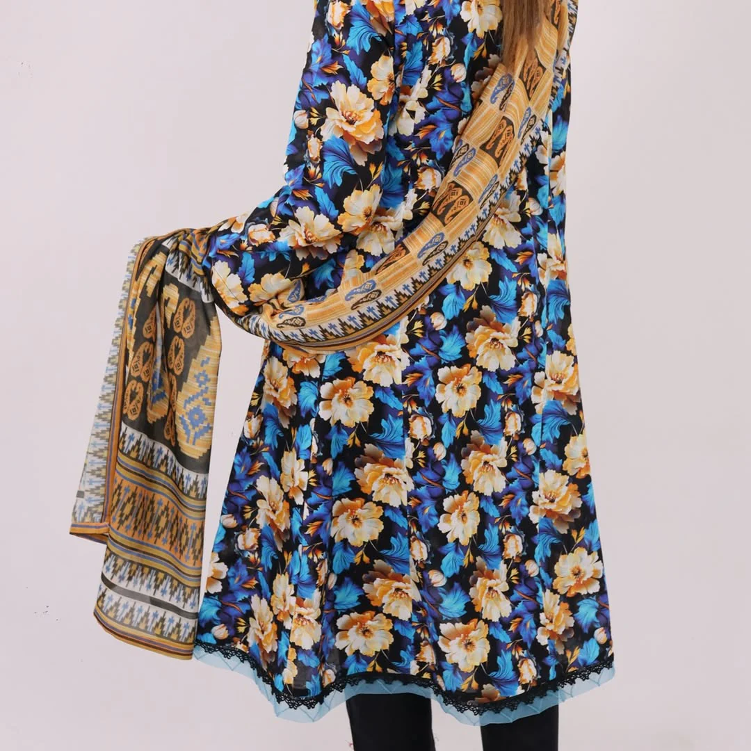 Heeriye 3 Piece Stitched Printed Lawn Suit - H313 - Image 4
