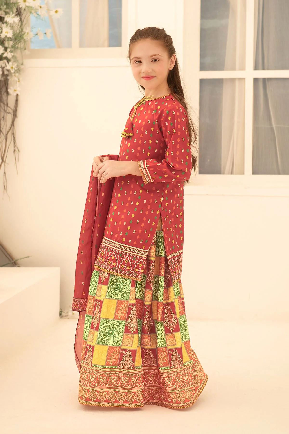 Ochre Clothing Herringbone Digital Printed 3 Pc Suit-INDP-19 - Image 5