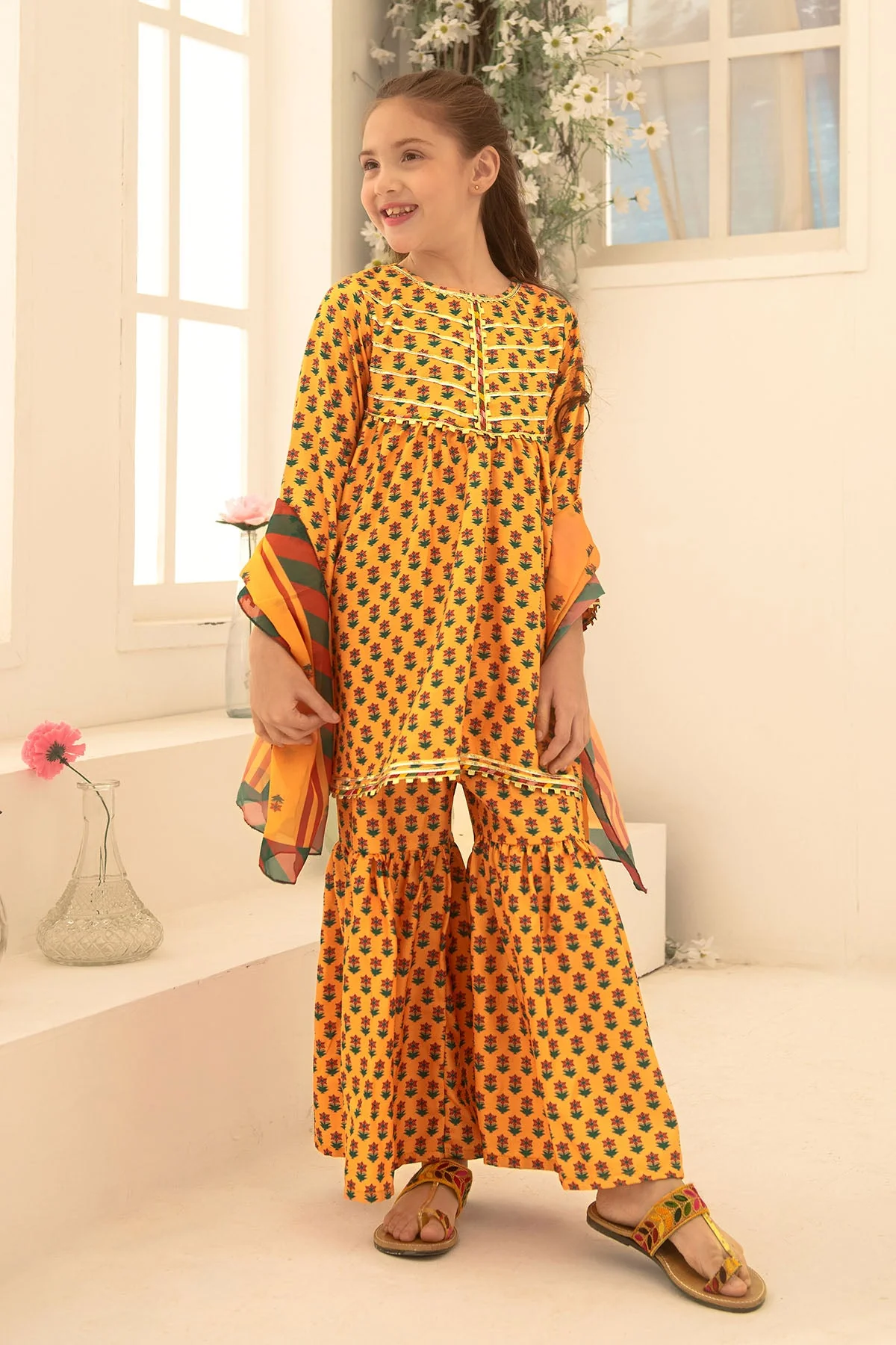 Ochre Clothing Herringbone Digital Printed 3 Pc Suit-INDP-16 - Image 4