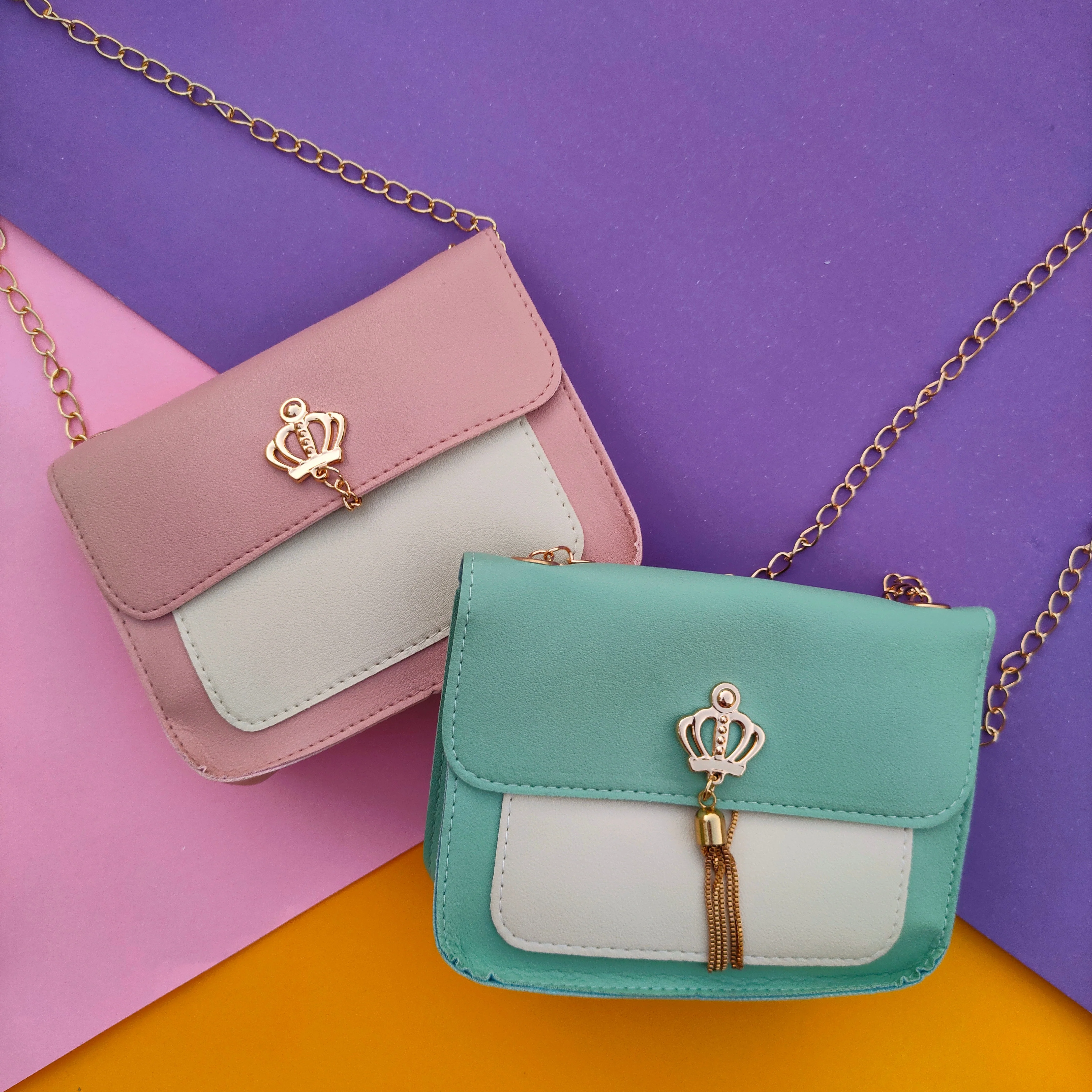 Hiba Fashion Leather chain crossbody bag-(HB-PNK-002) - Image 2