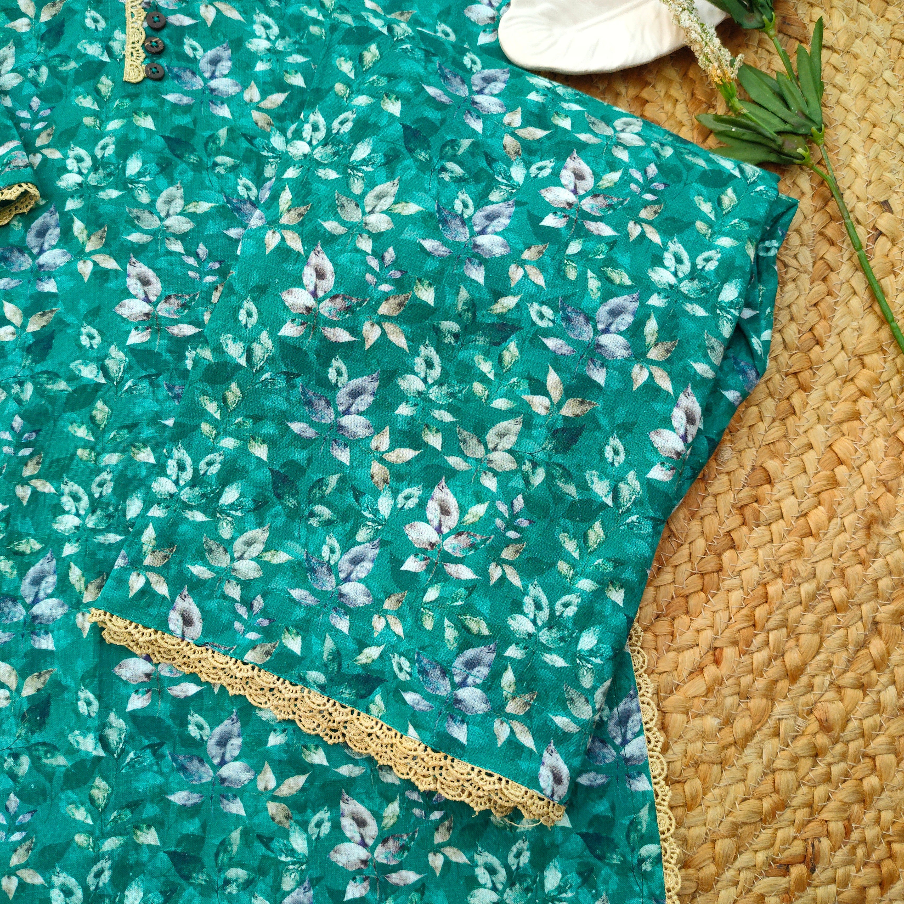 Hiba Fashion Sea green Khaddar 2 PC dress (BW-002) - Image 4