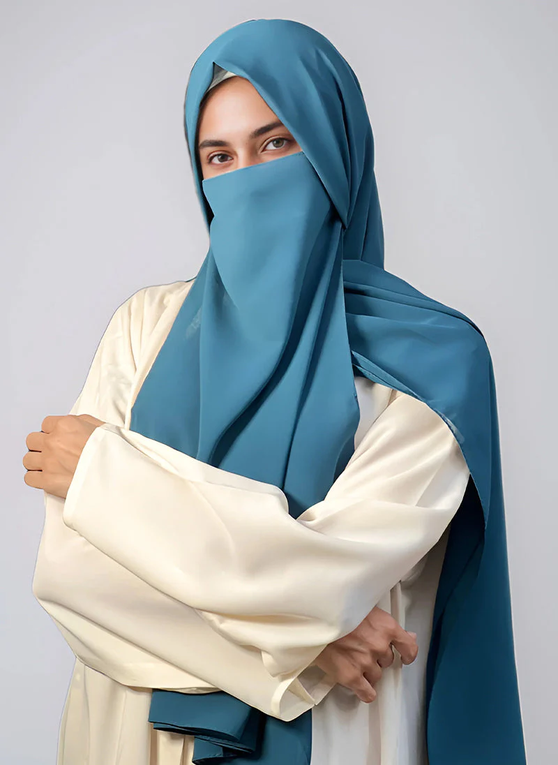 Hijab Ul Hareem Hijab & Niqab Set - Teal - Image 3