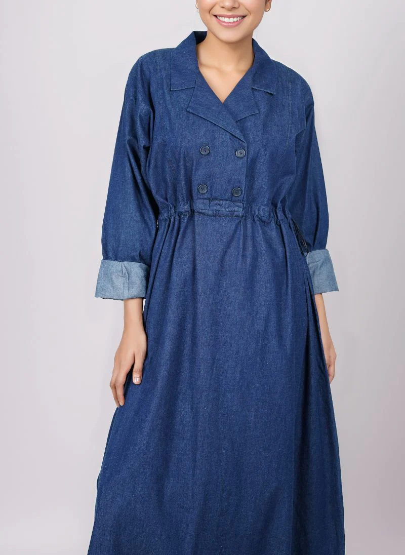 Hijab Ul Hareem Hijabulhareem Denim Coat Designer Abaya 0119-R-986 - Image 2