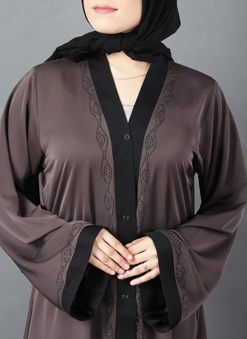 Hijab Ul Hareem Hijabulhareem Designer Stone Work Nida Fabric Abaya 0116-RC-A331 - Image 4