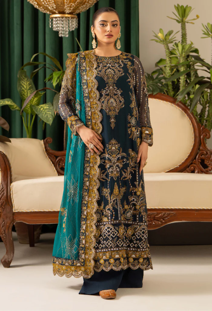 House Of Chiffon By Humdum Unstitched 3 Piece Luxury Formals Suit-D04
