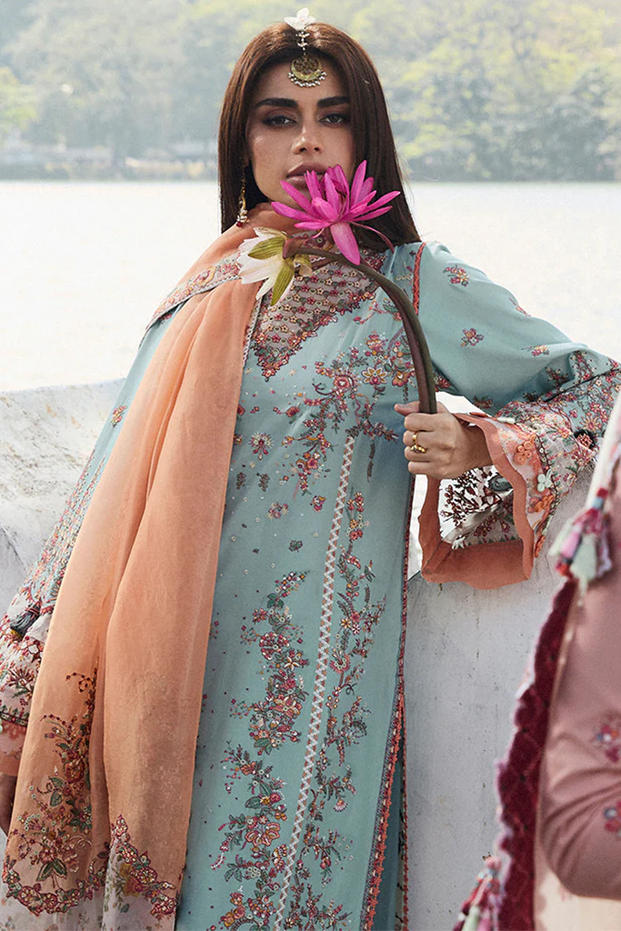 Hussain Rehar Unstitched 3 Piece Luxury Lawn Suit-Malibu - Image 4