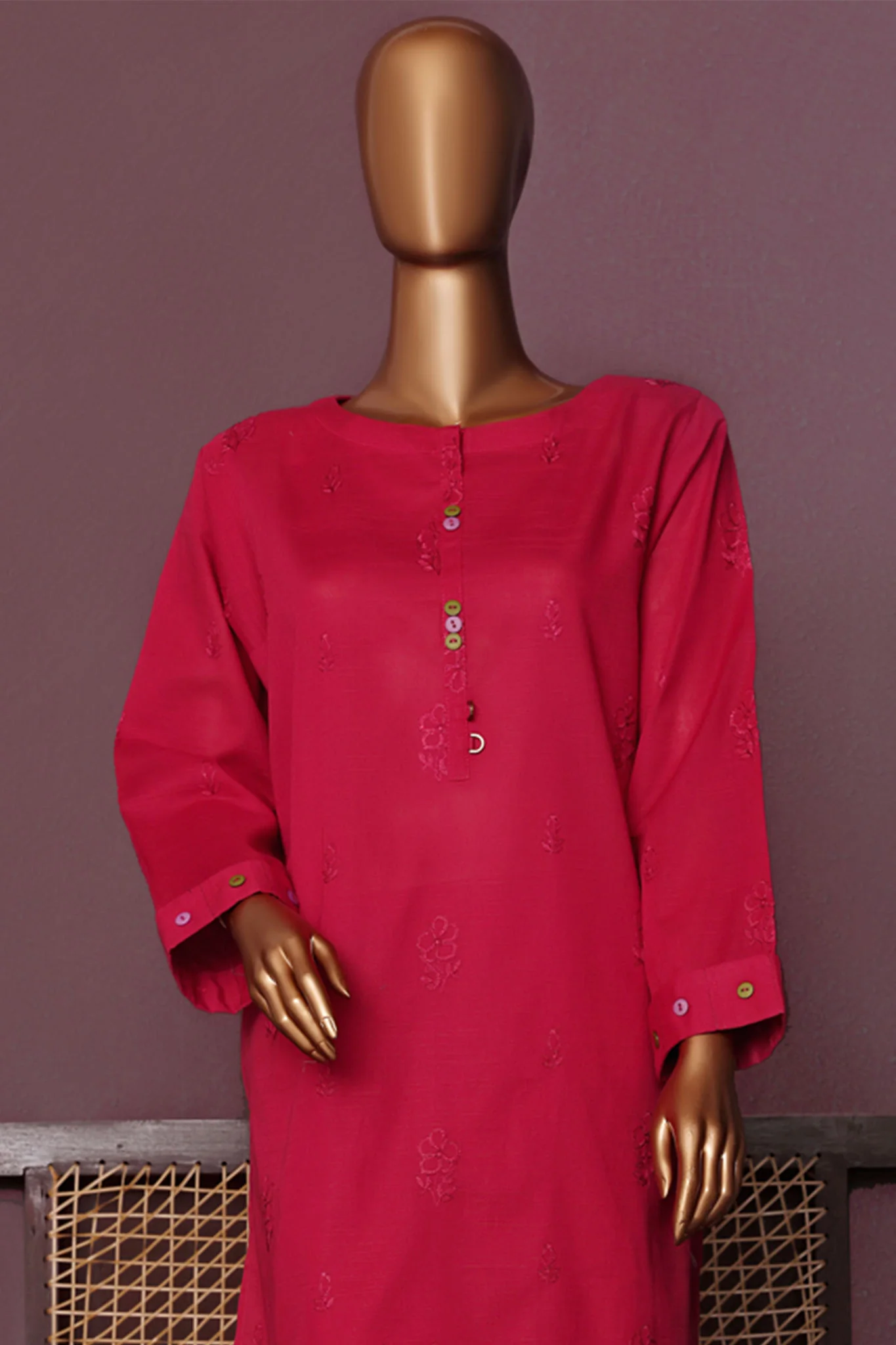 HZ Basics Stitched 2 Piece Solids Emb Khaddar Co Ords Suit-KEC-116 - Image 2